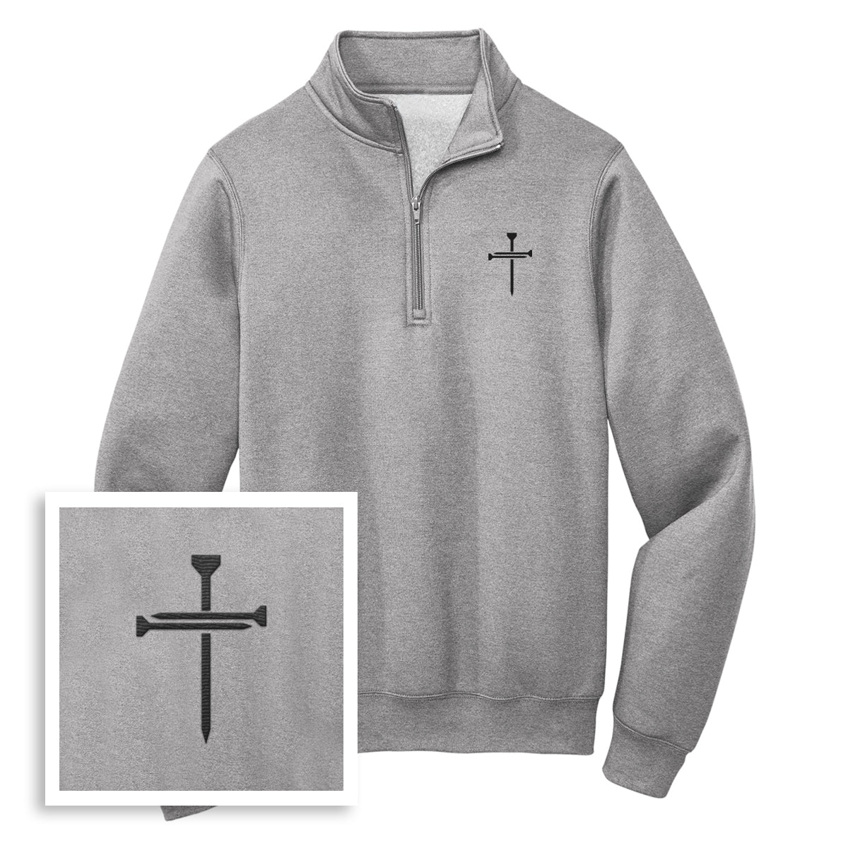 Nail Cross Fleece Pullover Sweatshirt