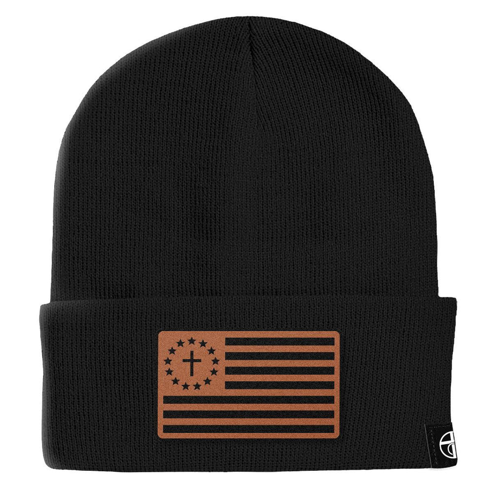 One Nation Under God Leather Patch Beanies - Our True God