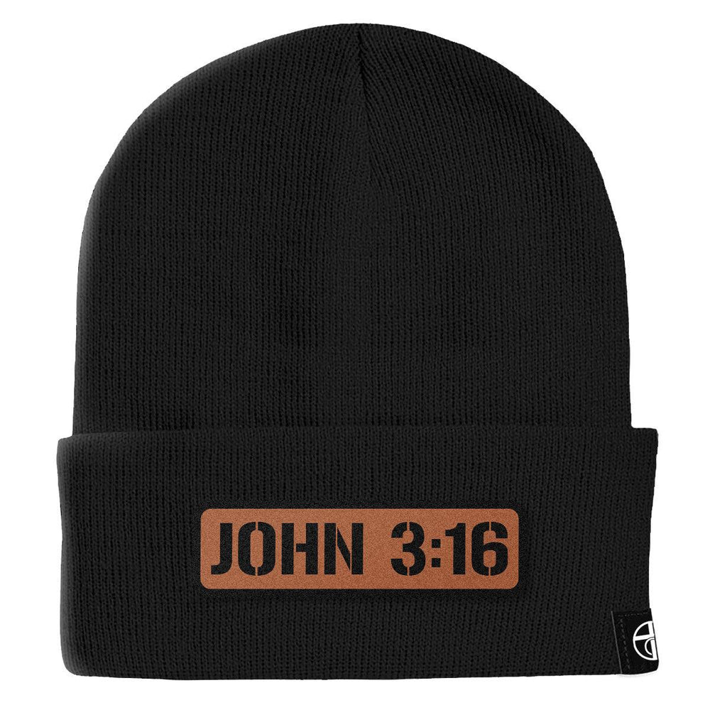John 3:16 Leather Patch Beanies - Our True God