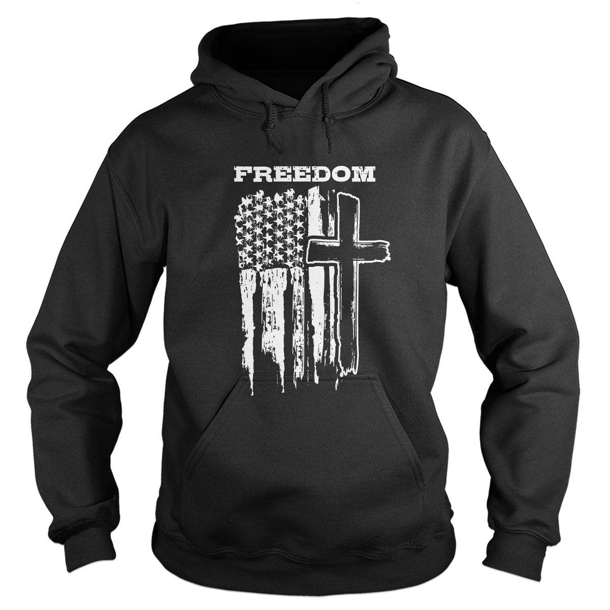 Freedom Cross Vertical Flag Hoodie - Our True God