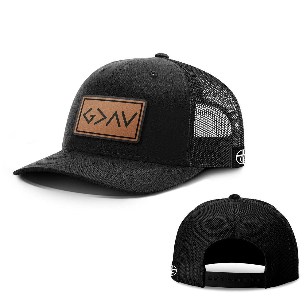 God is Greater Than High and Lows Leather Patch Hats - Our True God