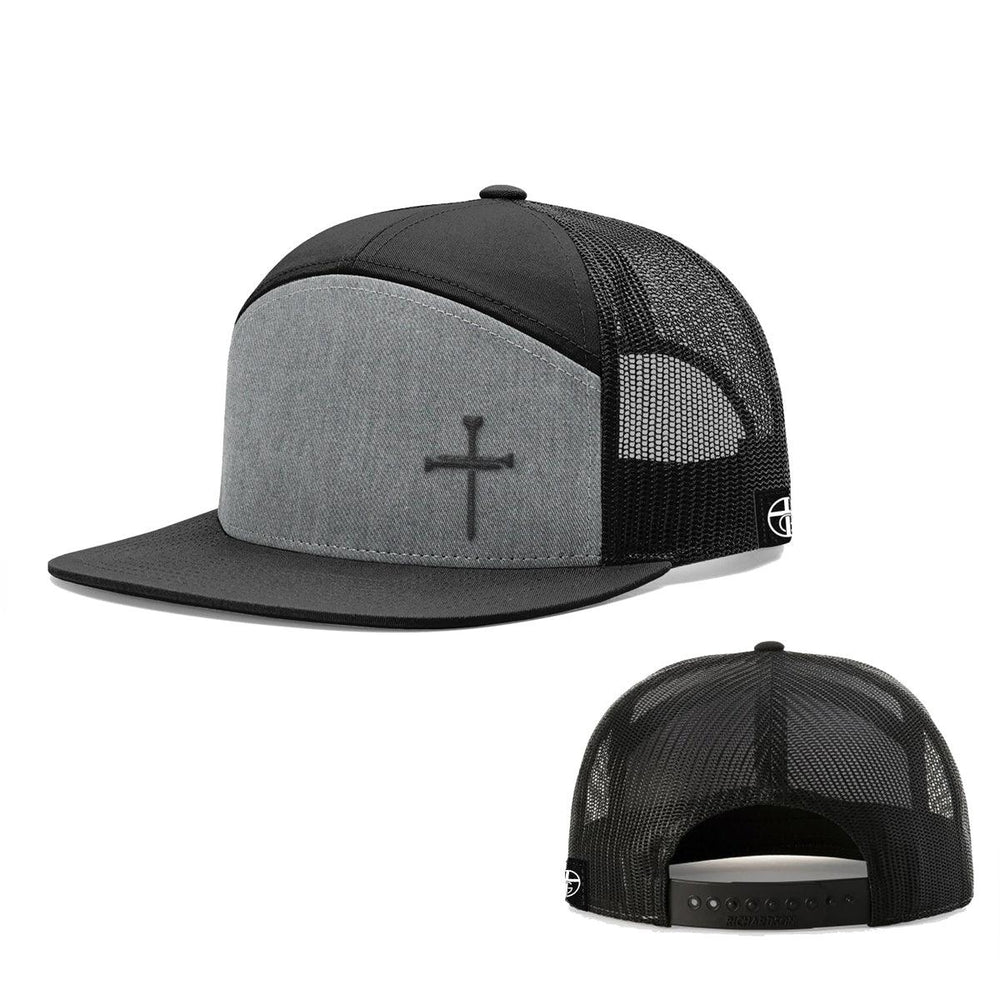 Nail Cross Lower Left 7 Panel Hats - Our True God