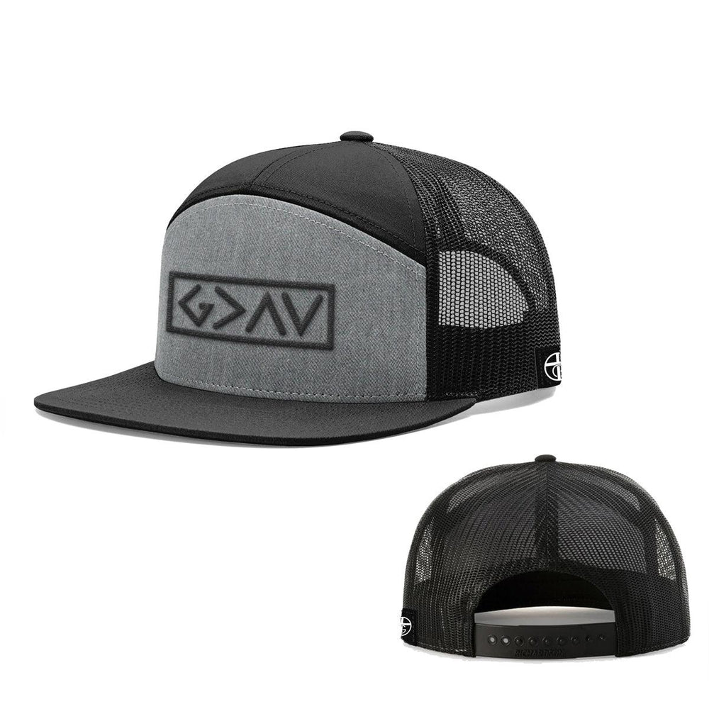 God is Greater Than the Highs and Lows 7 Panel Hats - Our True God