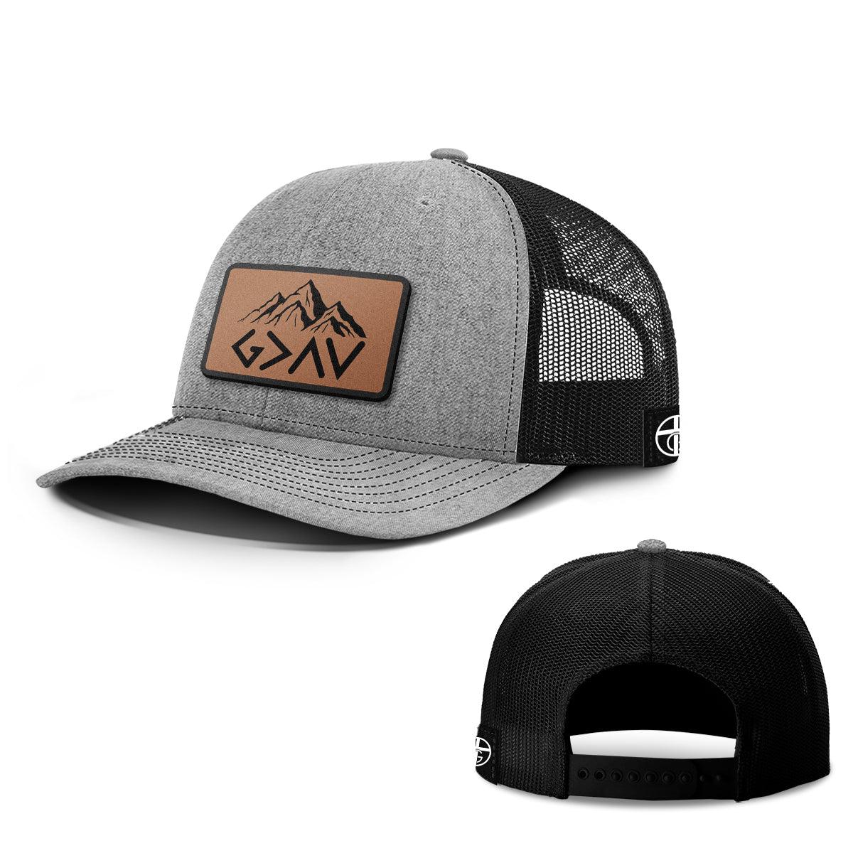 God Is Greater Than The Highs And Lows Mountain Leather Patch Hats - Our True God