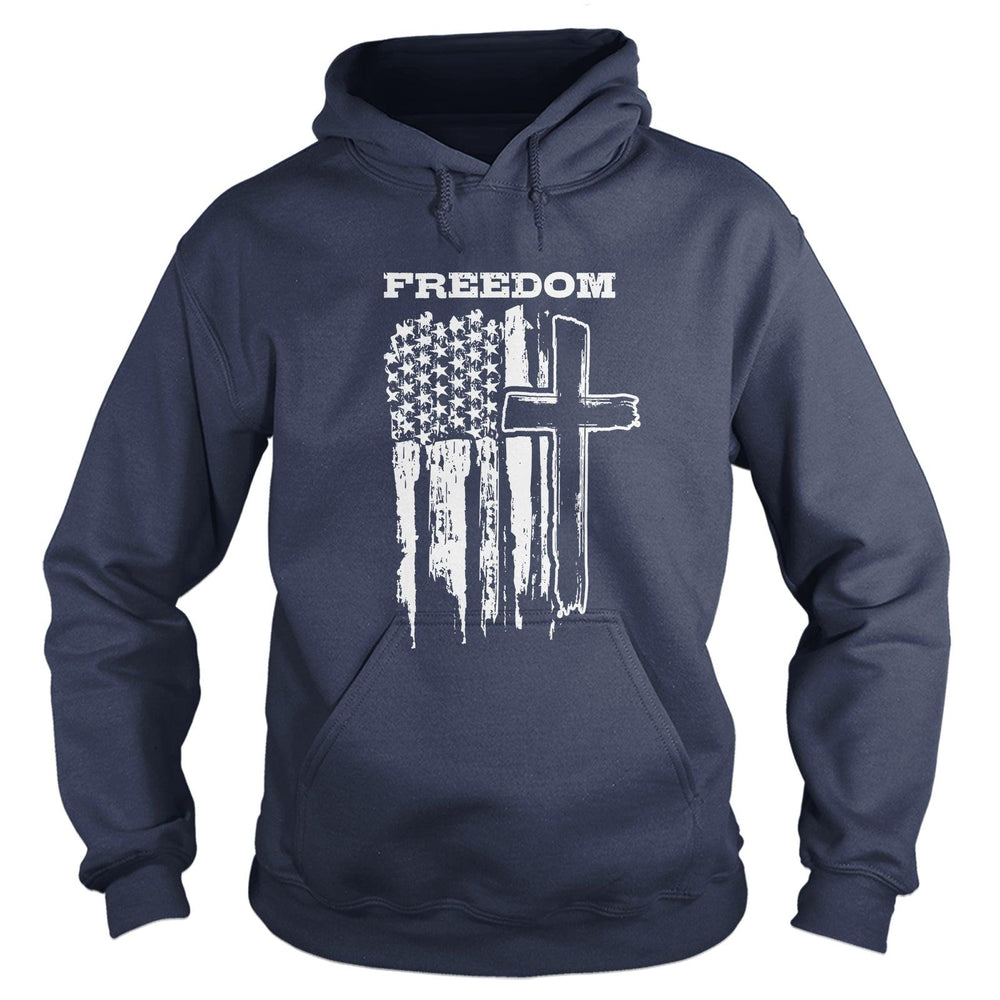 Freedom Cross Vertical Flag Hoodie - Our True God