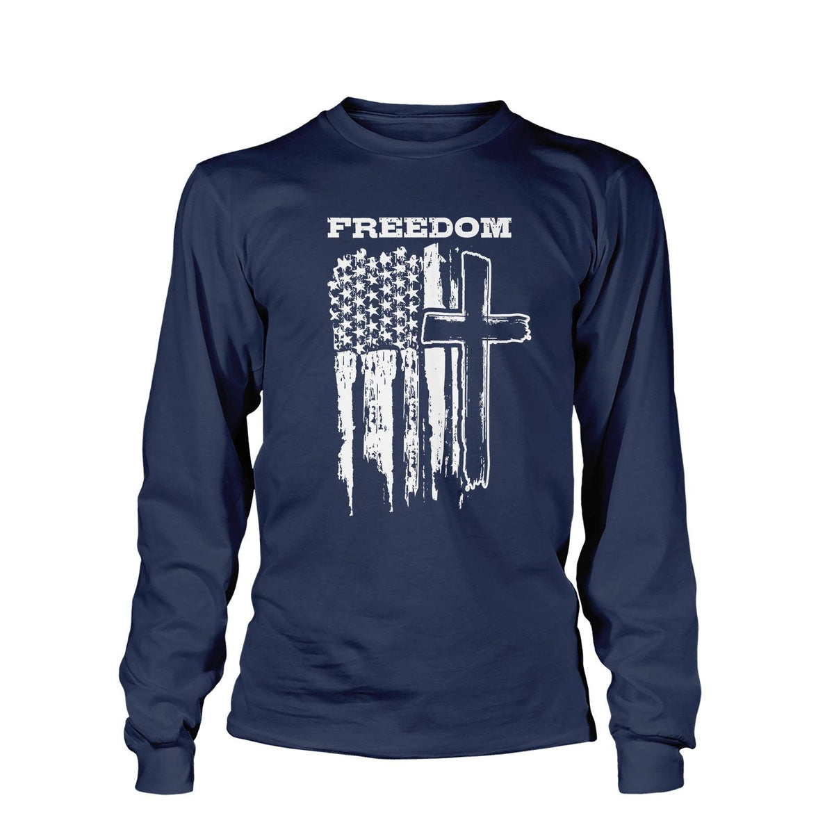 Freedom Cross Vertical Flag Long Sleeve T-Shirt