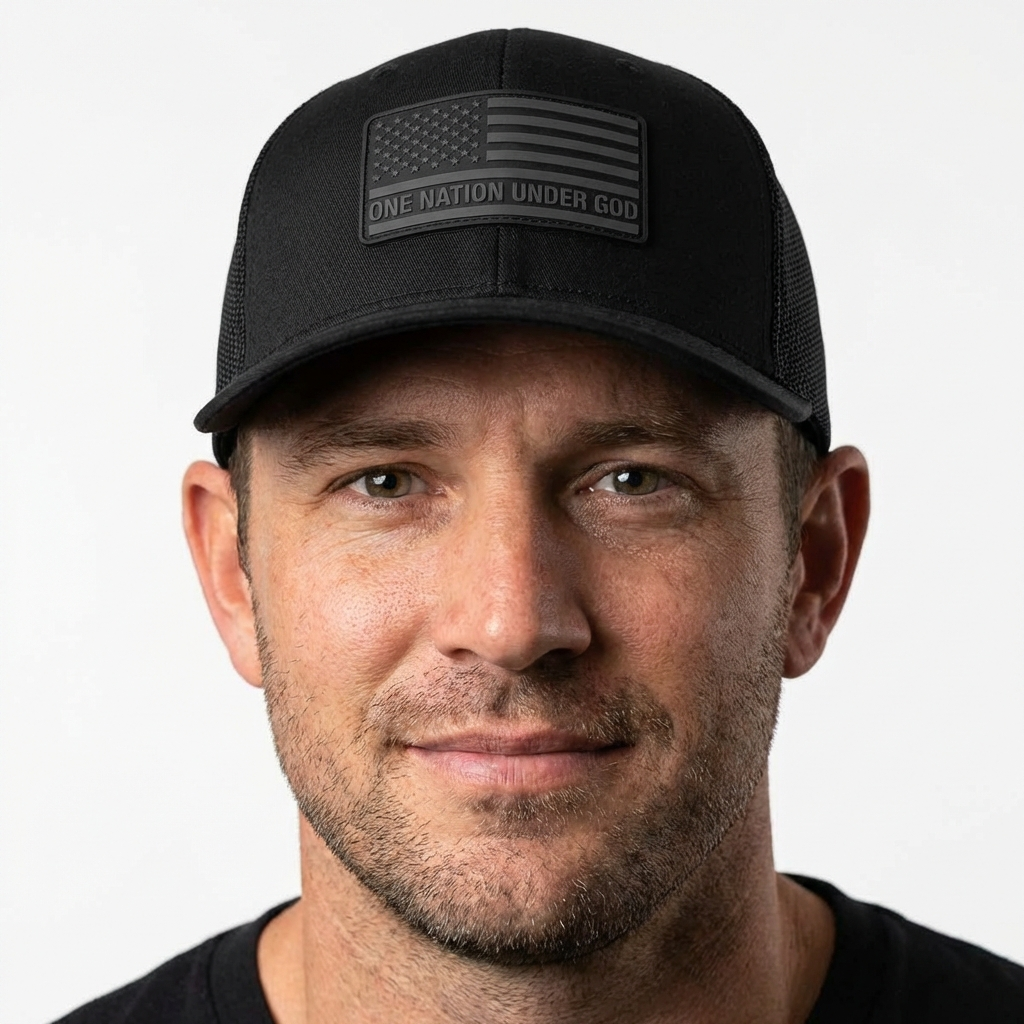 One Nation Under God V2 Blackout Version Patch Hats