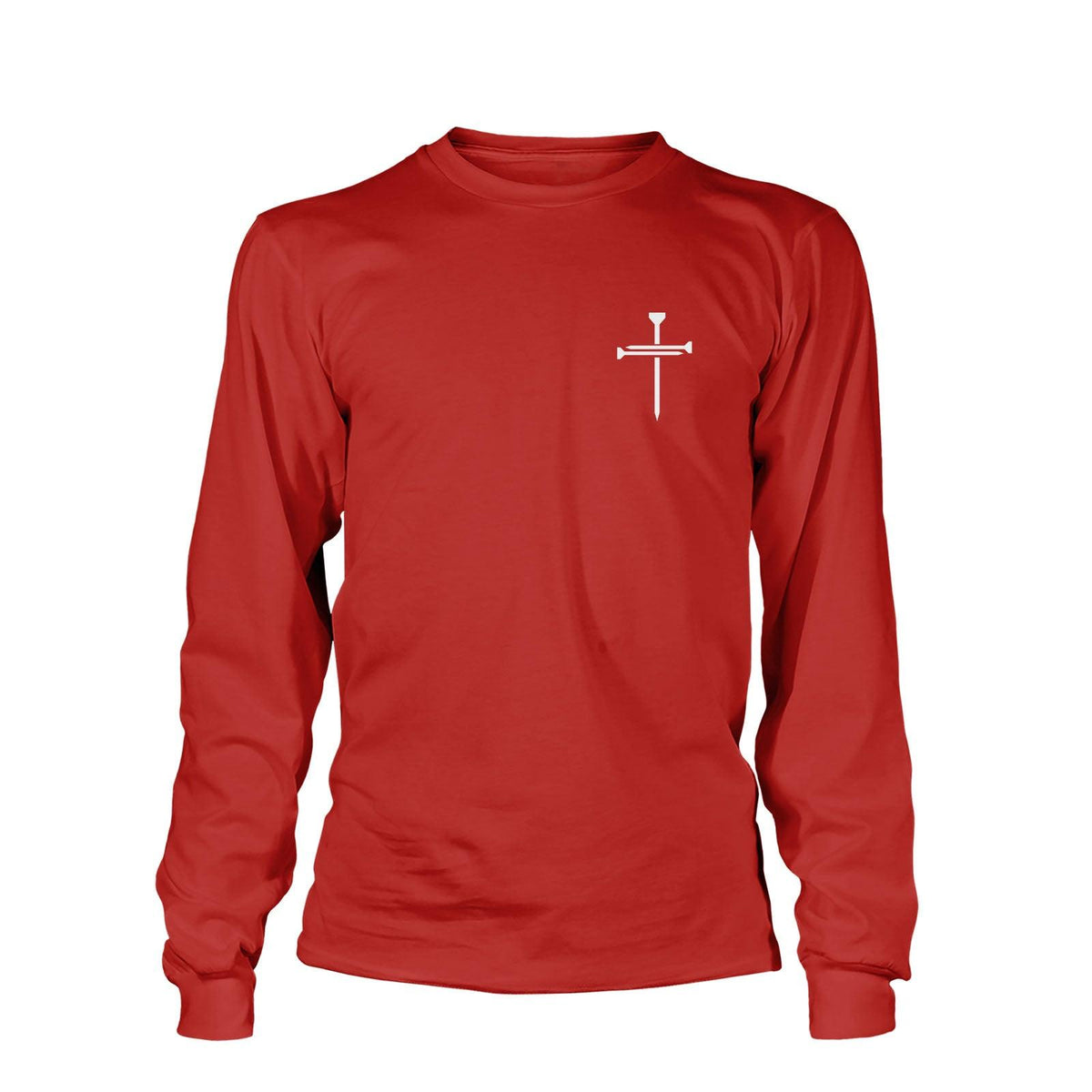 Nail Cross Left Chest Long Sleeve T-Shirt - Our True God