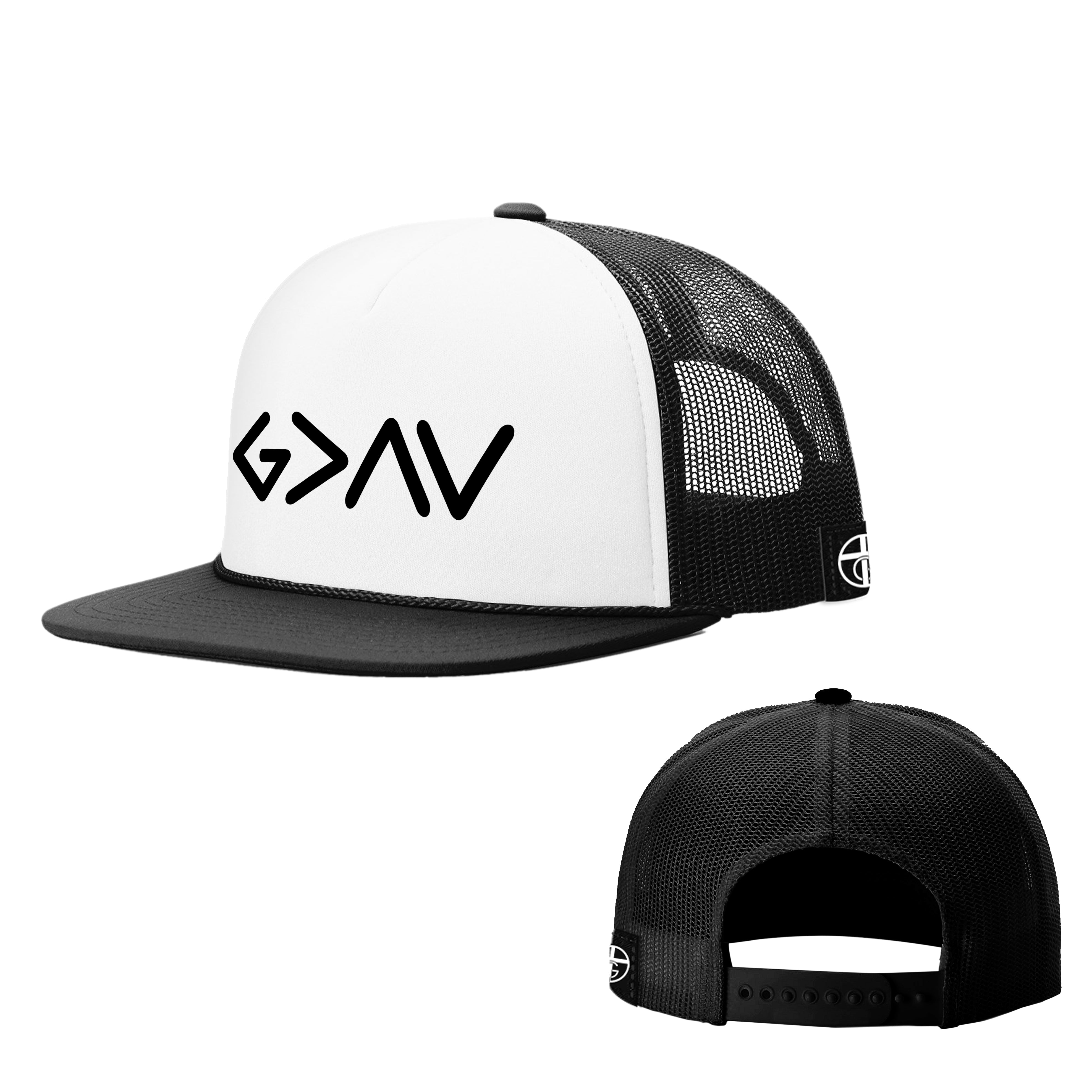 G>ΛV - God is Greater Than the Highs and Lows Foam Trucker Hats
