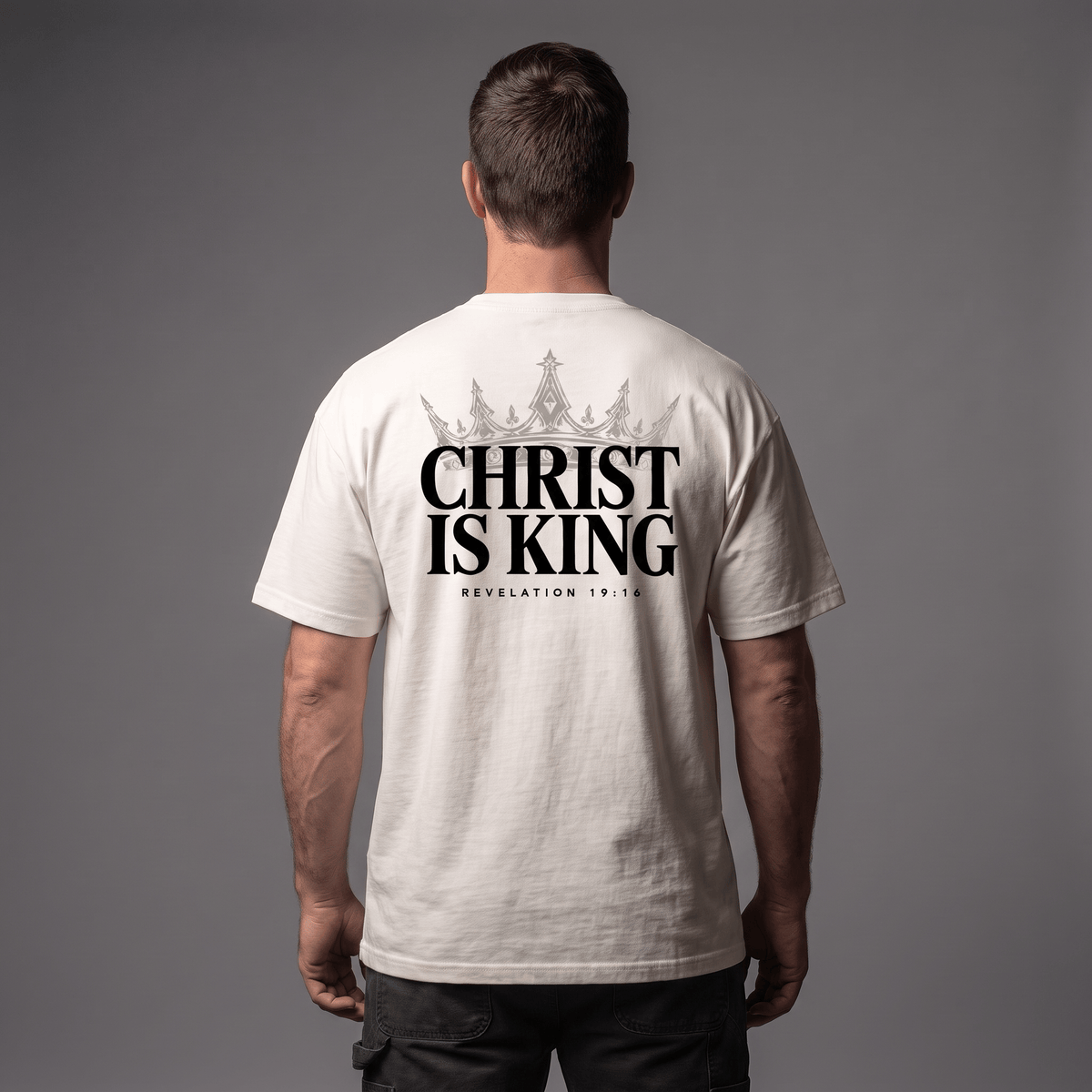 Christ Is King Heavyweight Tee — Back hero