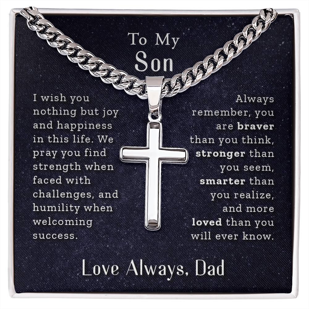 To My Son - Love Always, Dad - Artisan Cross Necklace