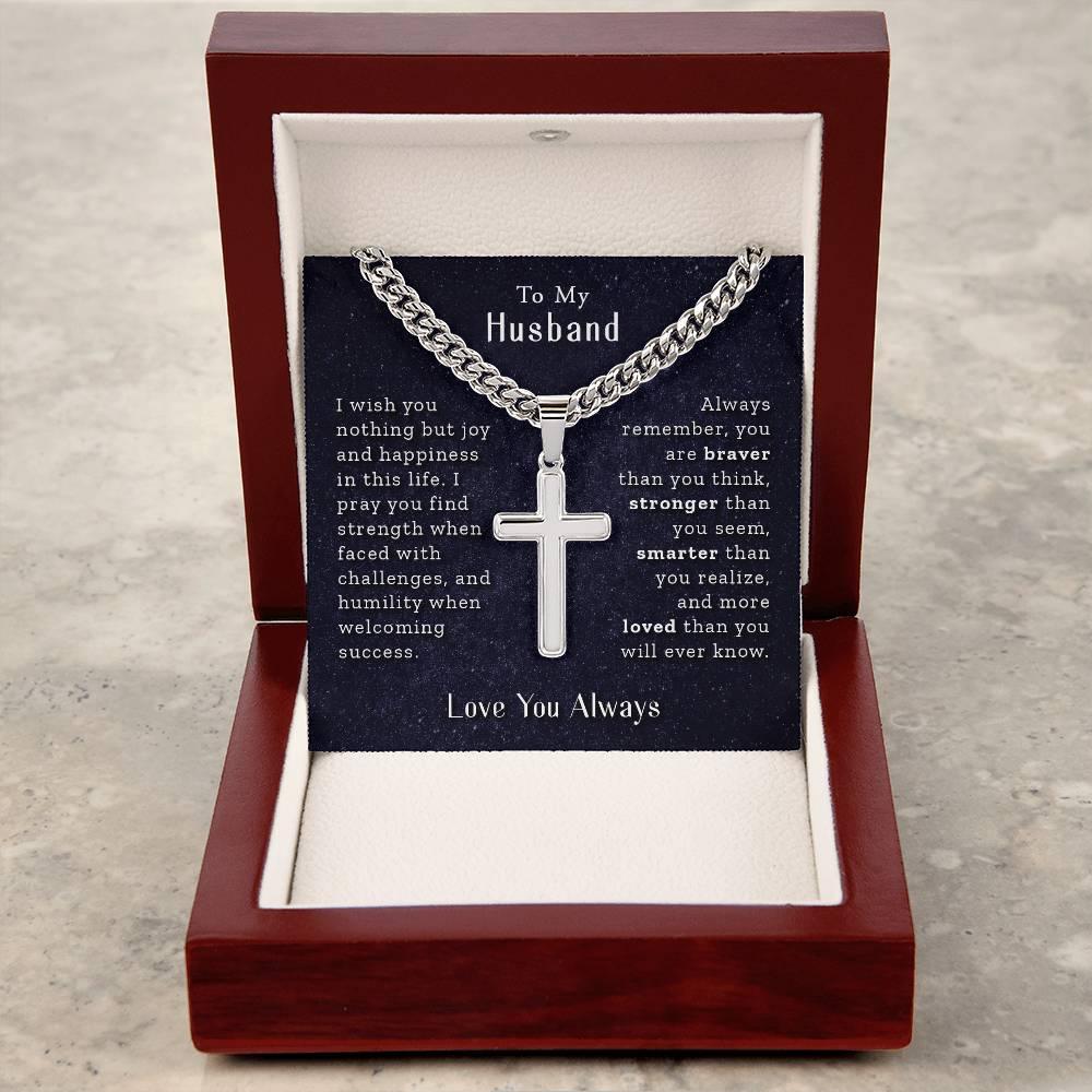 To My Husband - Love You  Always - Artisan Cross Necklace