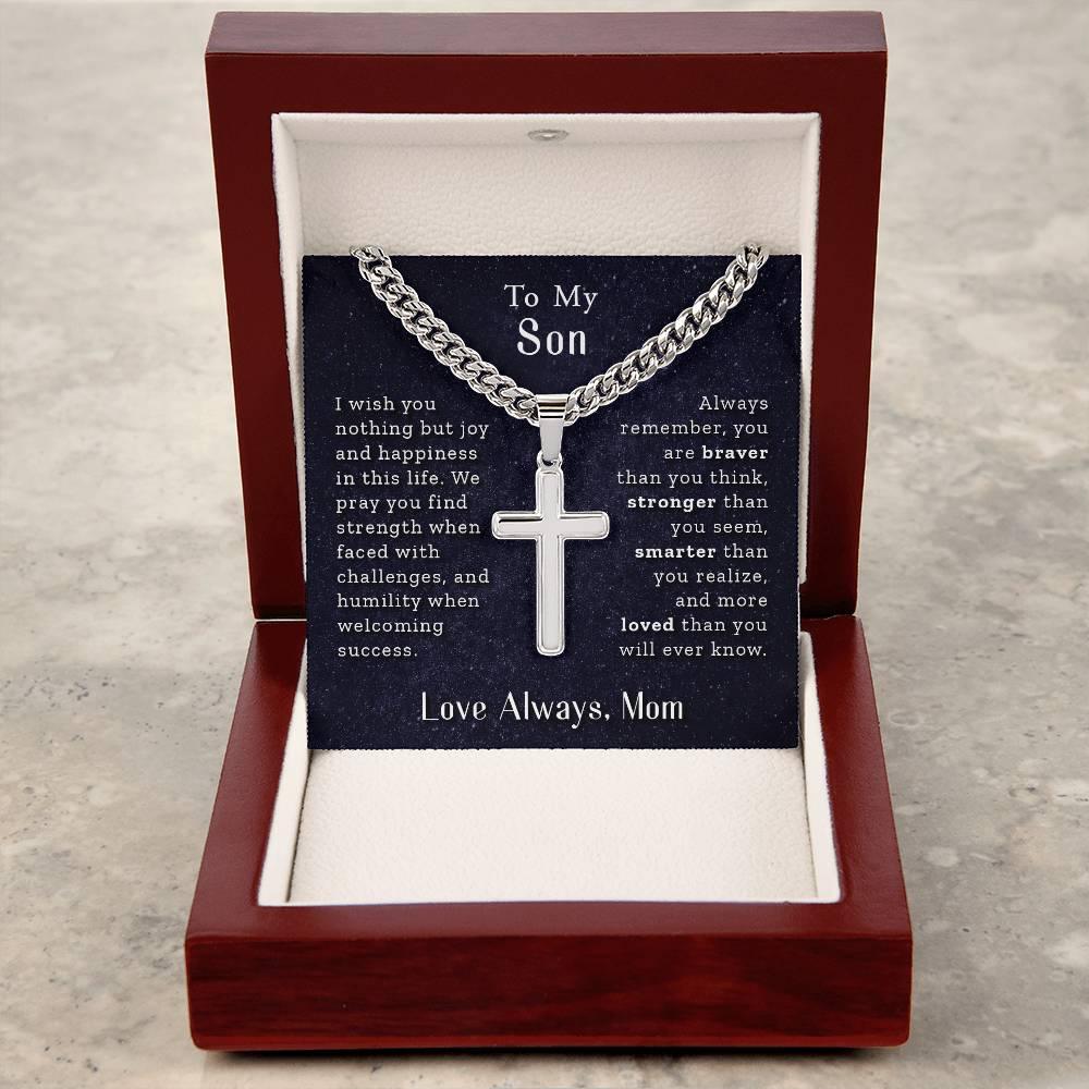 To My Son - Love Always, Mom - Artisan Cross Necklace