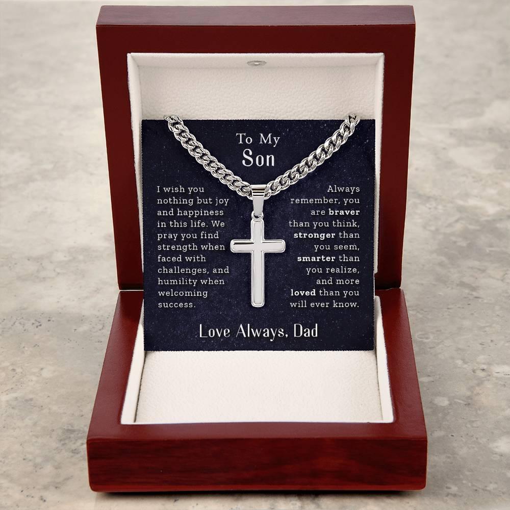 To My Son - Love Always, Dad - Artisan Cross Necklace