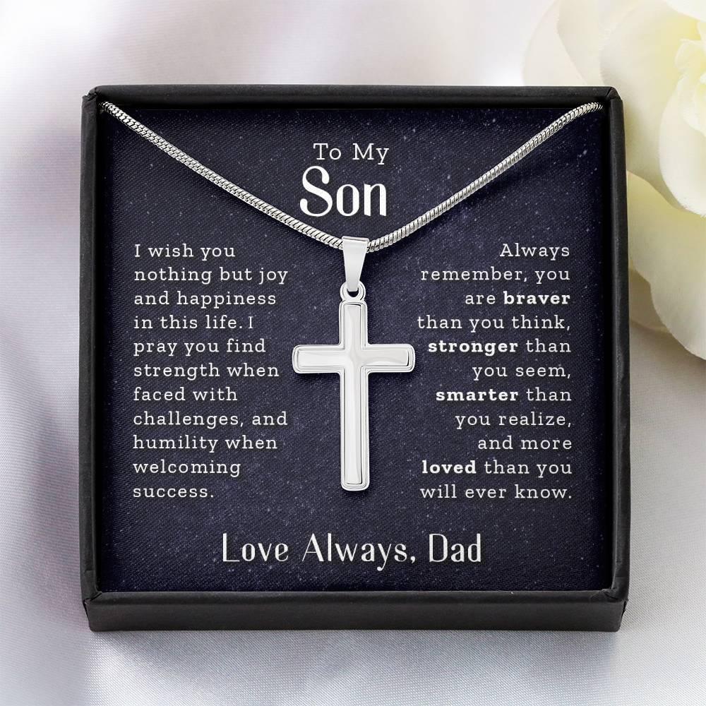 To My Son - Love Always, Dad - Cross Necklace