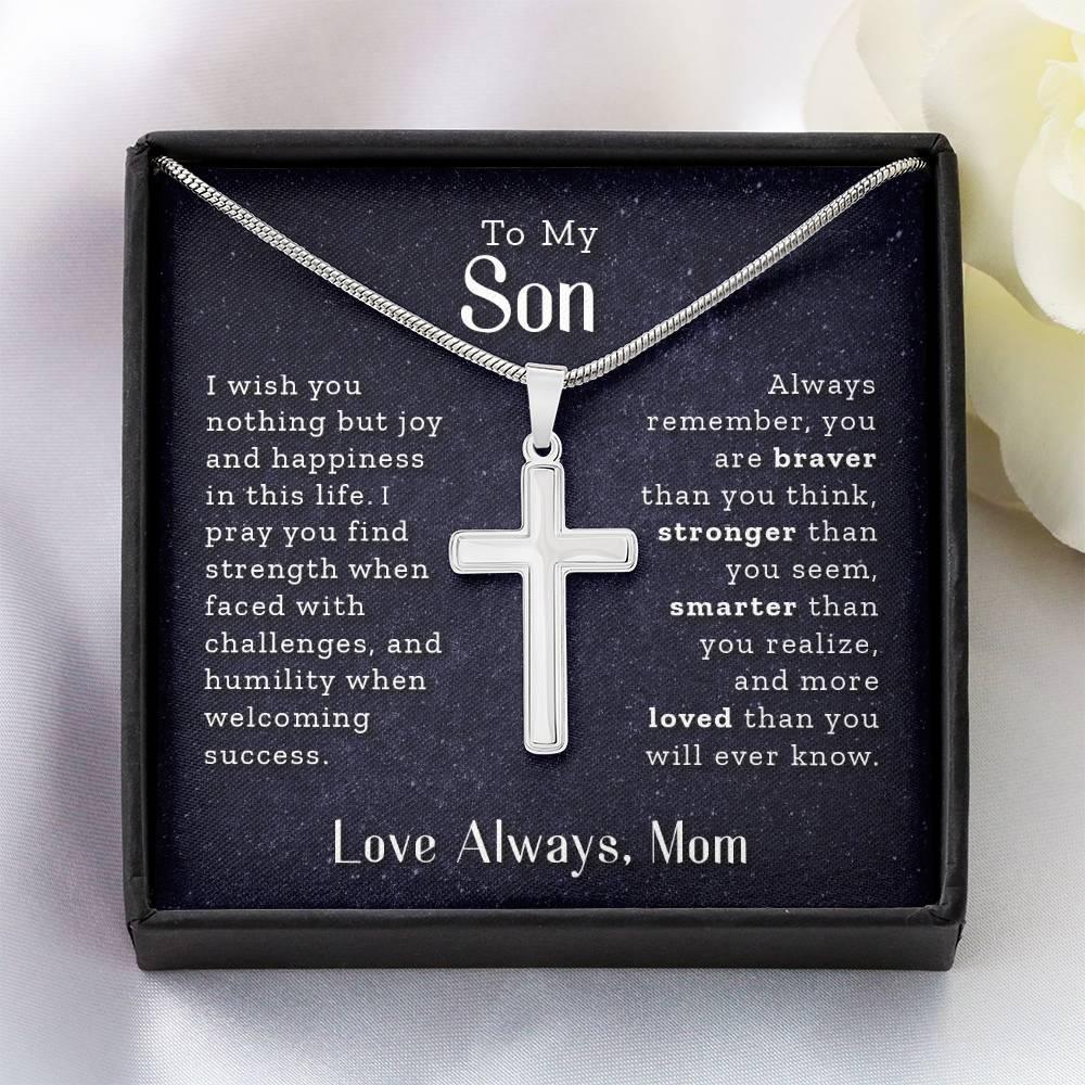 To My Son - Love Always, Mom - Cross Necklace - Our True God