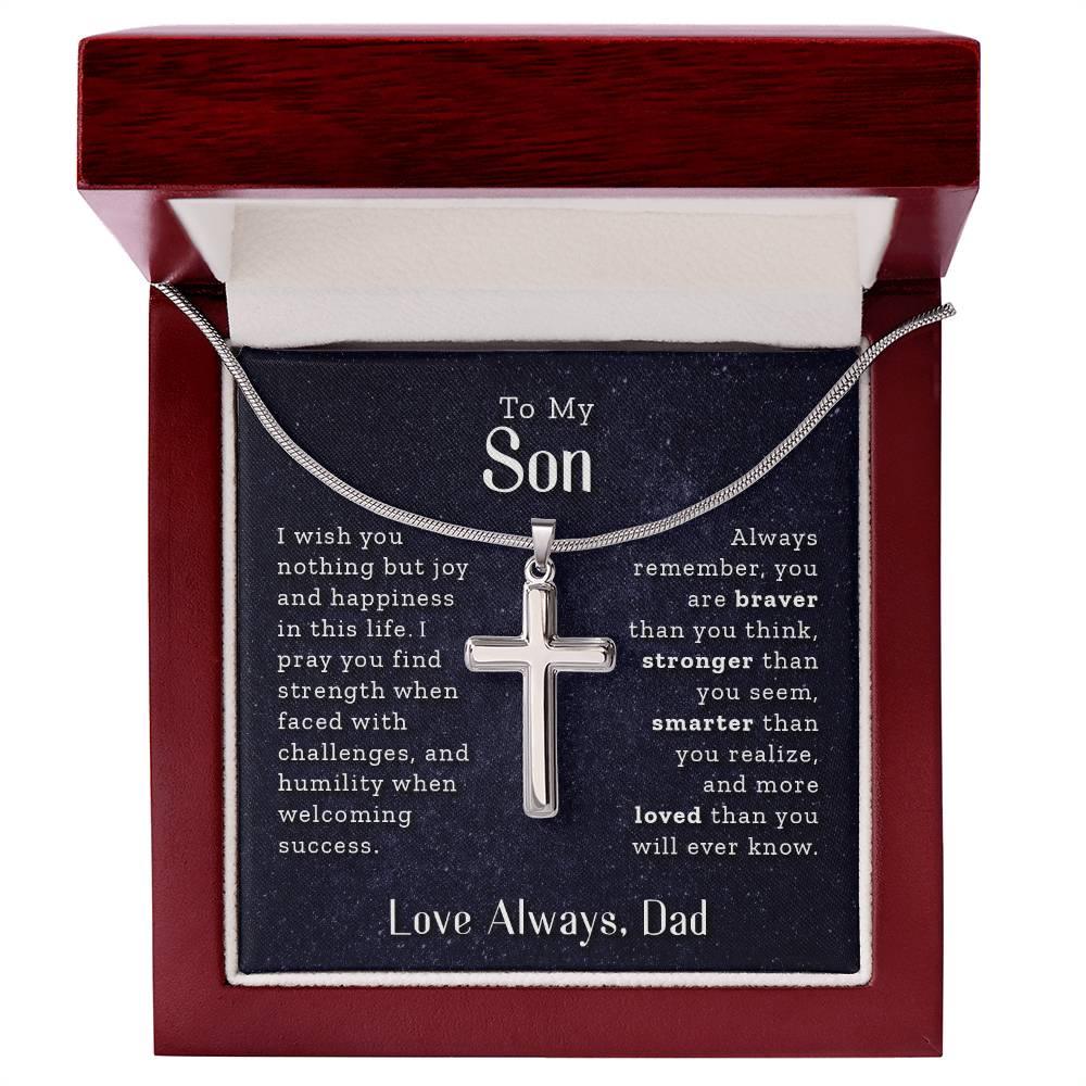 To My Son - Love Always, Dad - Cross Necklace