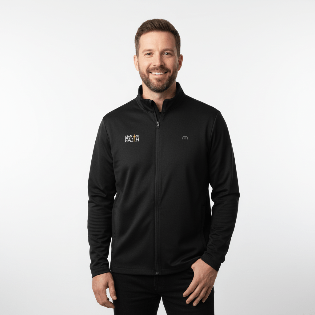 EDGE Printed Products Apparel Black / S Man Of Faith TravisMathew Surfside Full-Zip Jacket