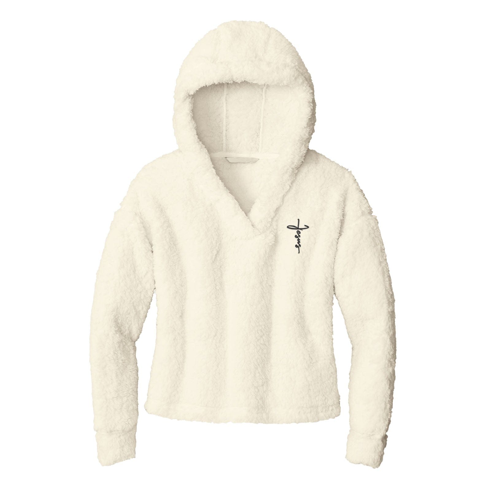 EDGE Printed Products Apparel Cozy Fleece Hoodie / Marshmallow / XS Jesus Cross Cozy Fleece Hoodie