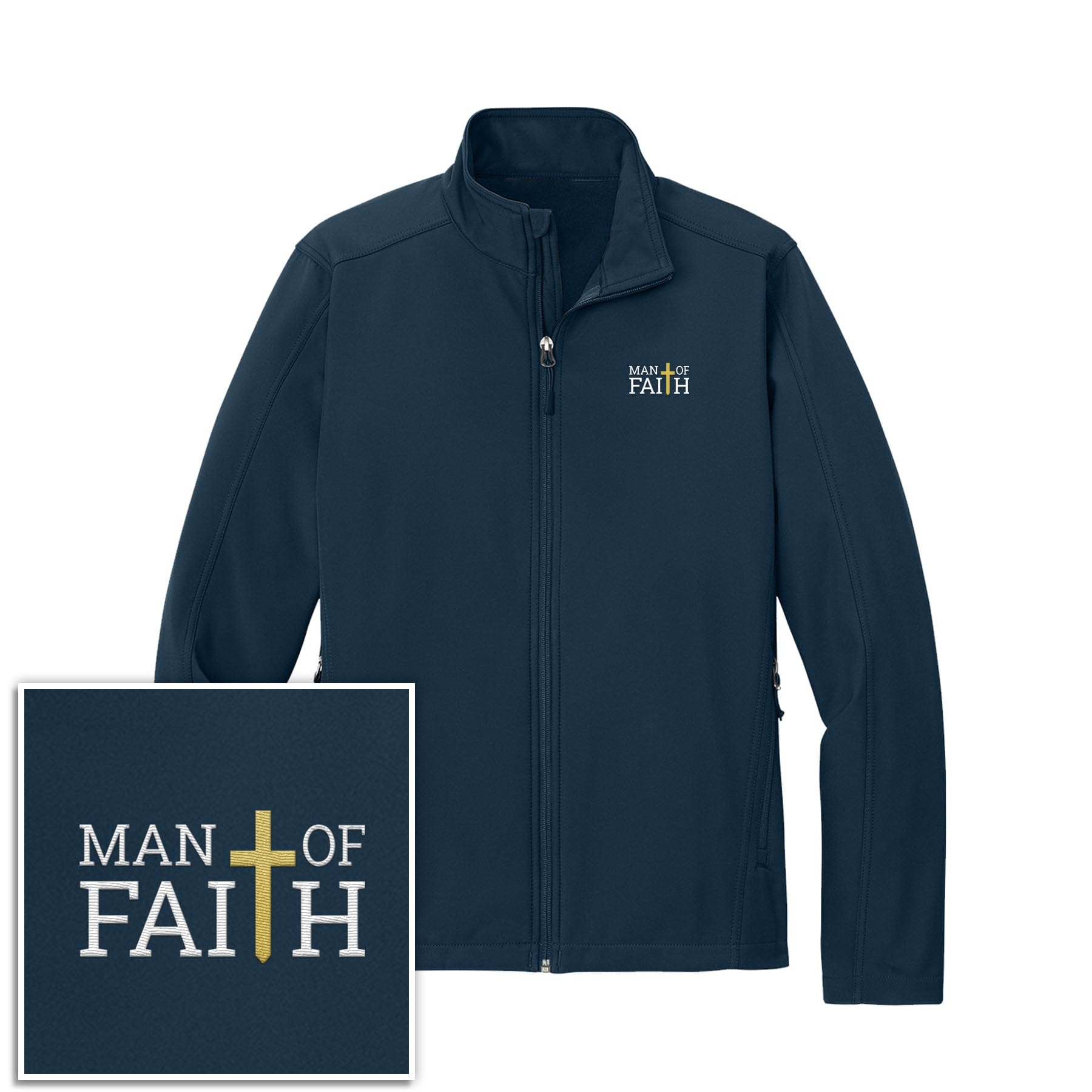 EDGE Printed Products Apparel Dress Blue Navy / S Man Of Faith Core Soft Shell Jacket