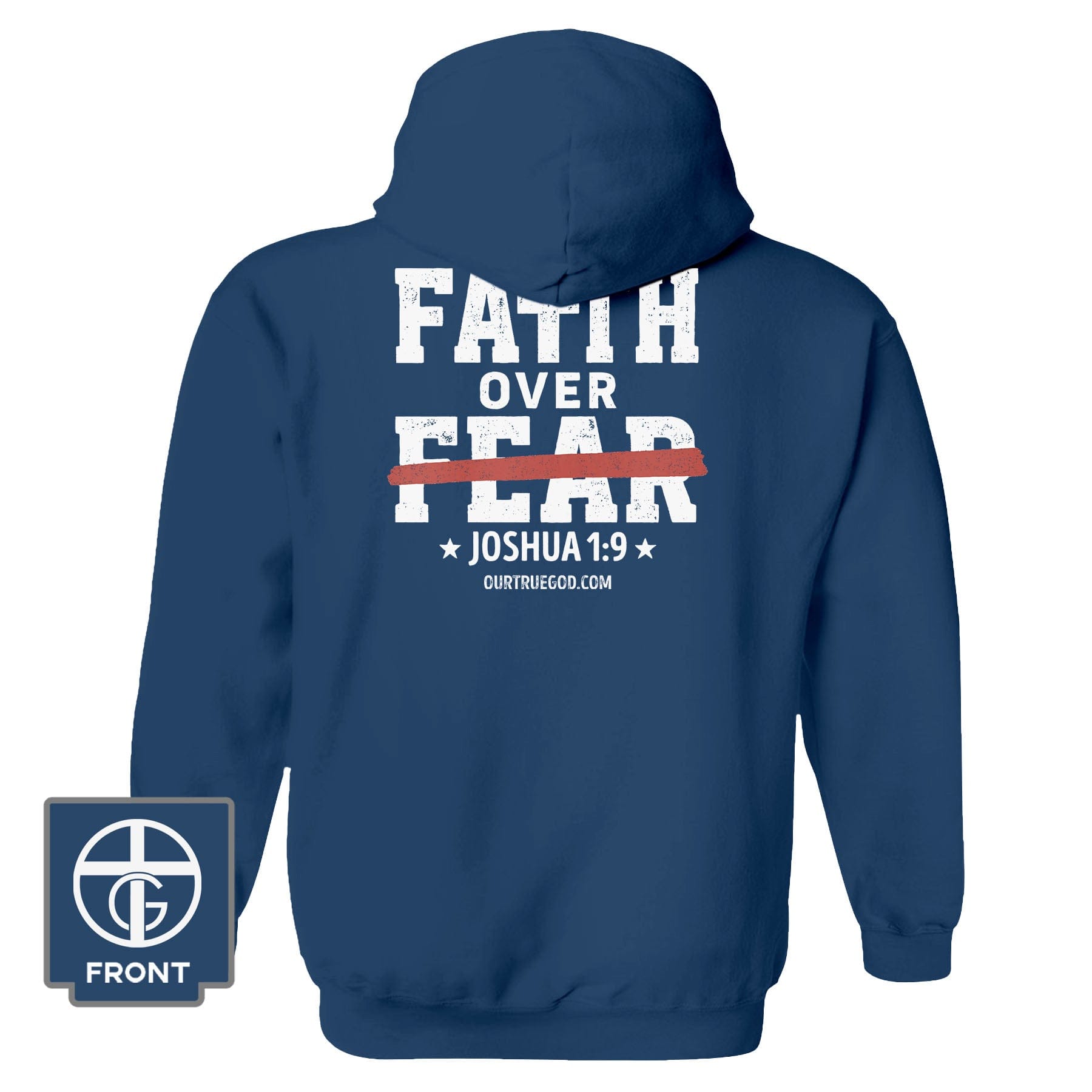 EDGE Printed Products Apparel Hoodie / Neptune Blue / S Faith Over Fear - Joshua 1:9 Hoodie