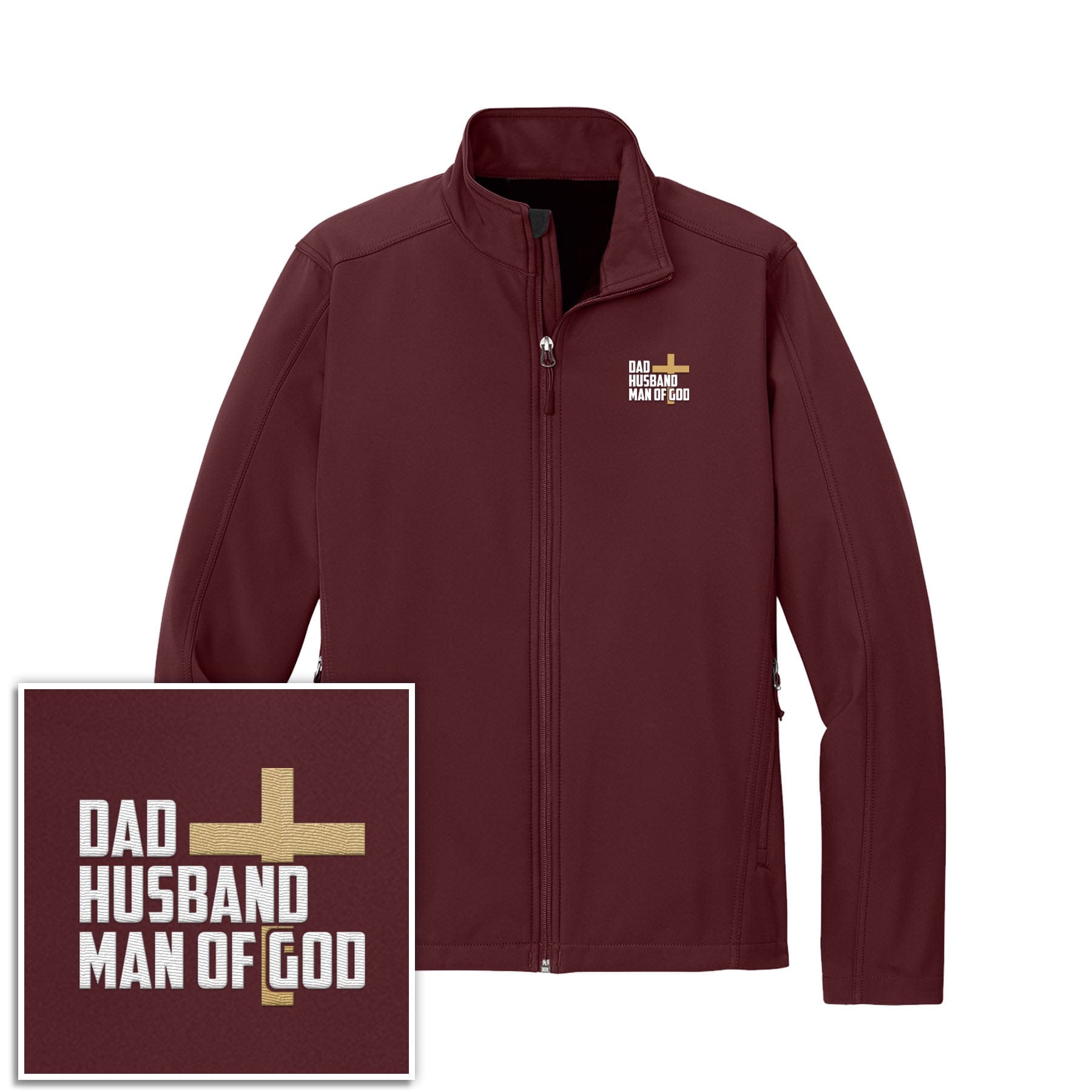 EDGE Printed Products Apparel Maroon / S Dad, Husband, Man of God Core Soft Shell Jacket