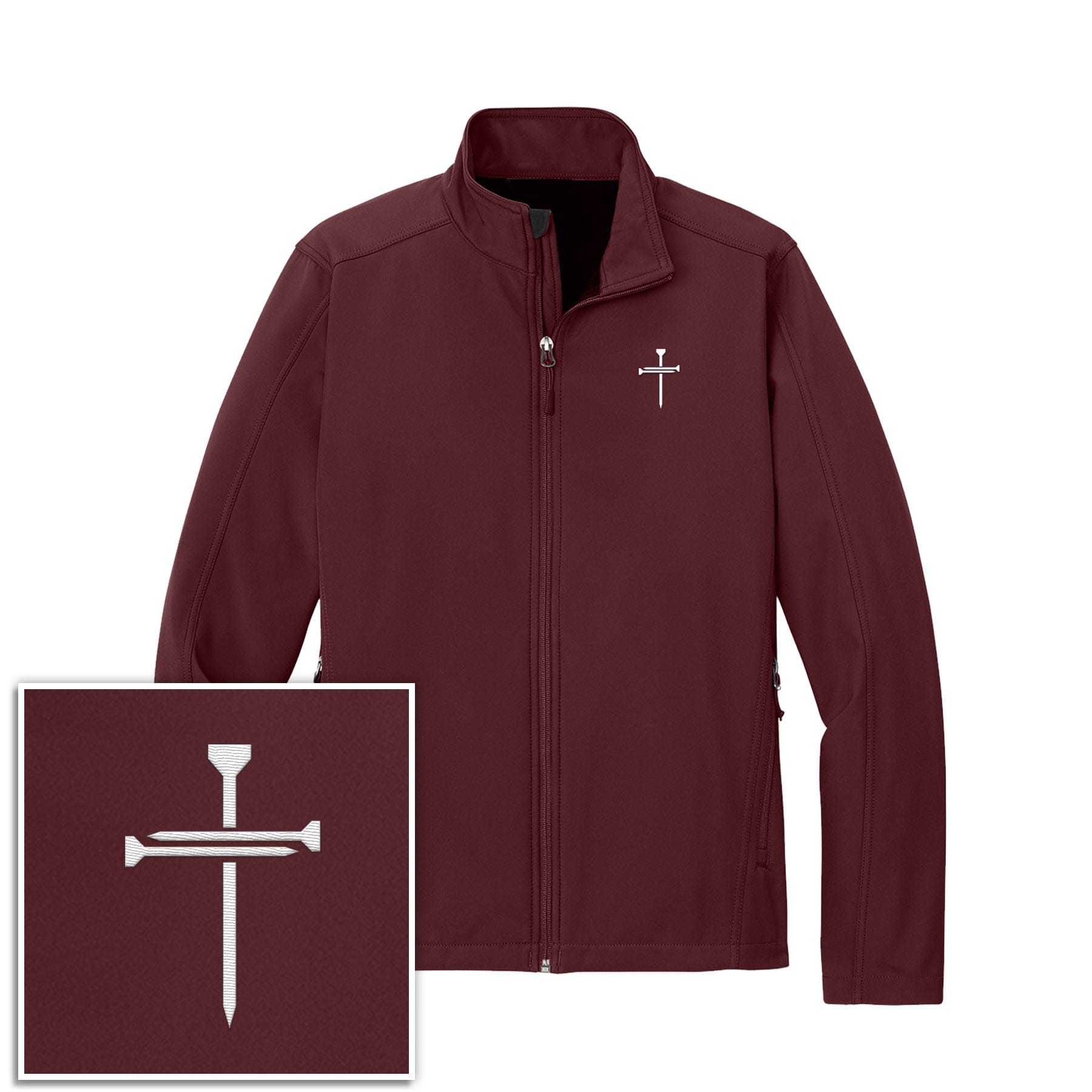 EDGE Printed Products Apparel Maroon / S Nail Cross Core Soft Shell Jacket