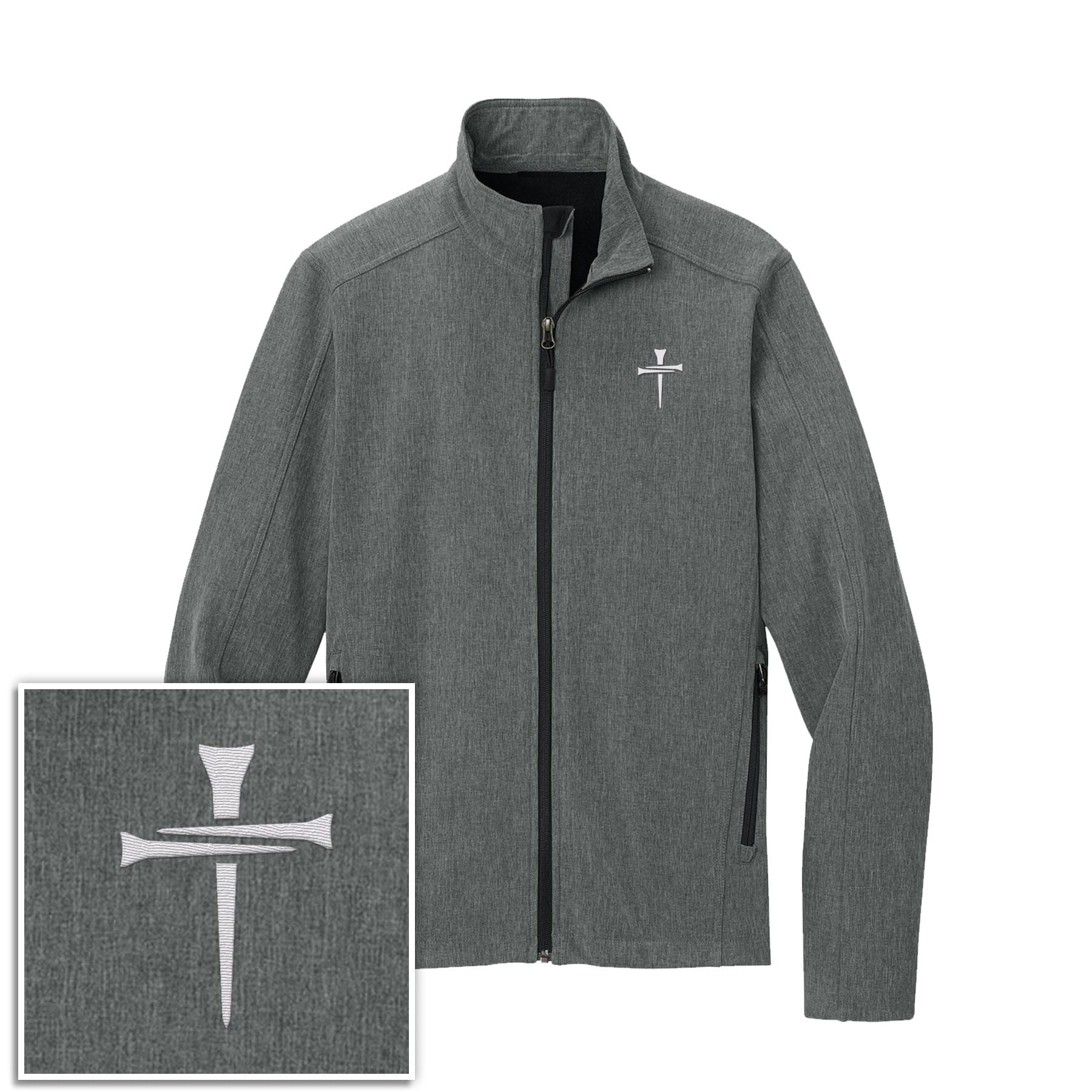 EDGE Printed Products Apparel Pearl Grey Heather / S 3 Tee Cross Core Soft Shell Jacket
