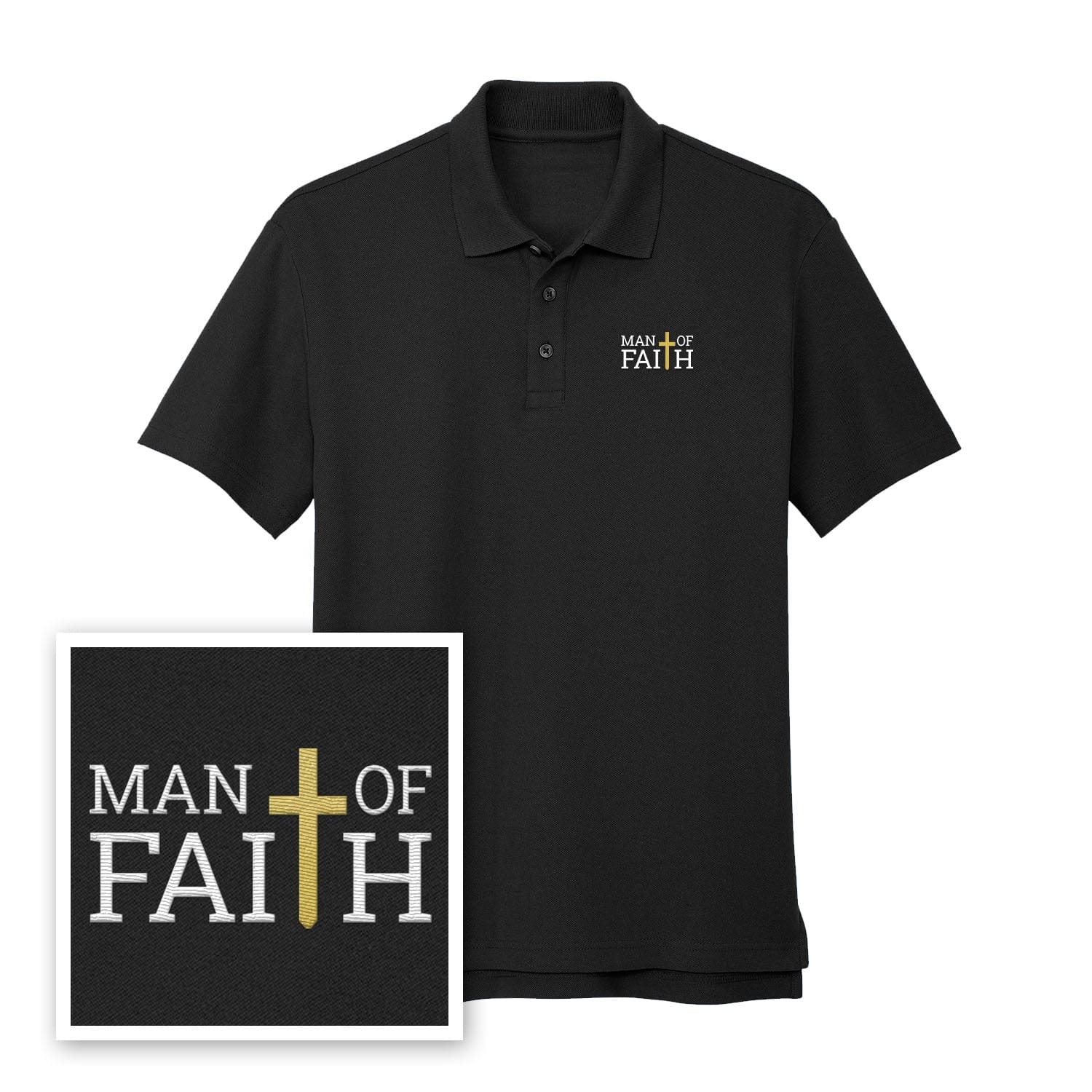 EDGE Printed Products Apparel Performance Polo / Black / XS Man Of Faith Performance Polo Shirt