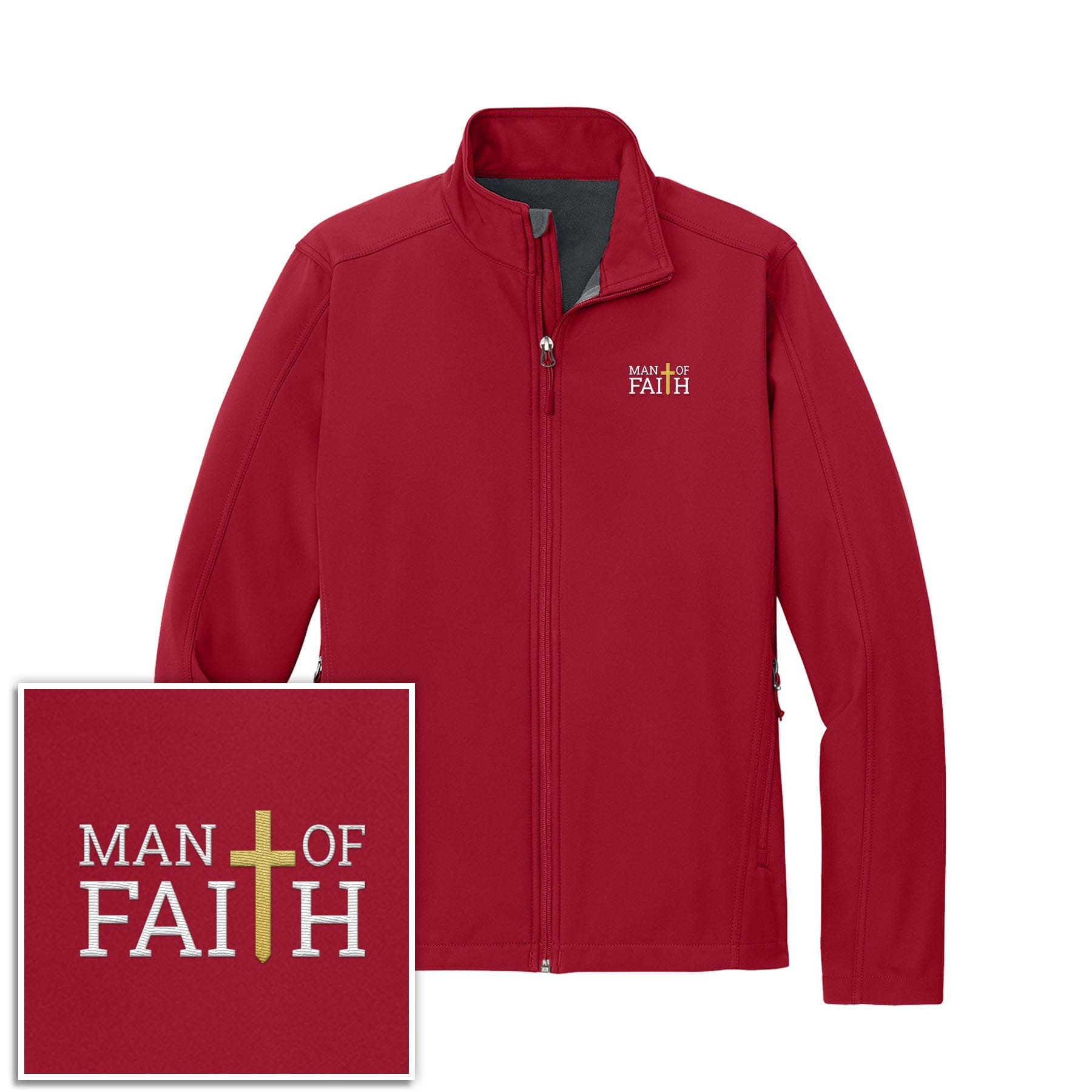 EDGE Printed Products Apparel Rich Red / S Man Of Faith Core Soft Shell Jacket