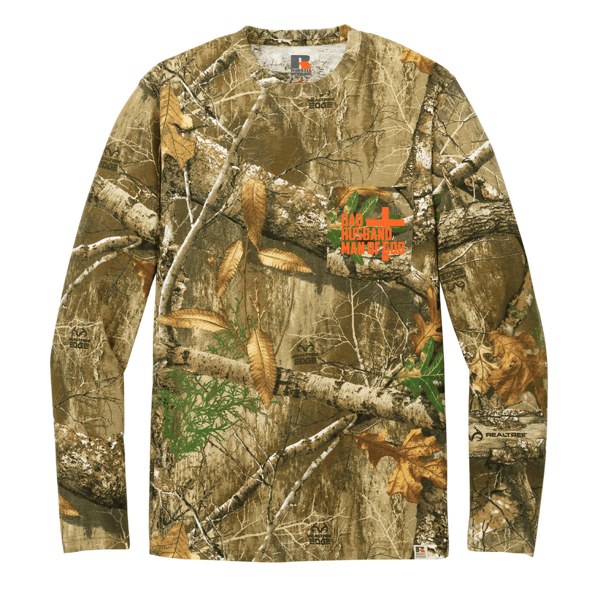EDGE Printed Products Apparel S Dad, Husband, Man of God Realtree® Camo Long Sleeve Pocket T-Shirt