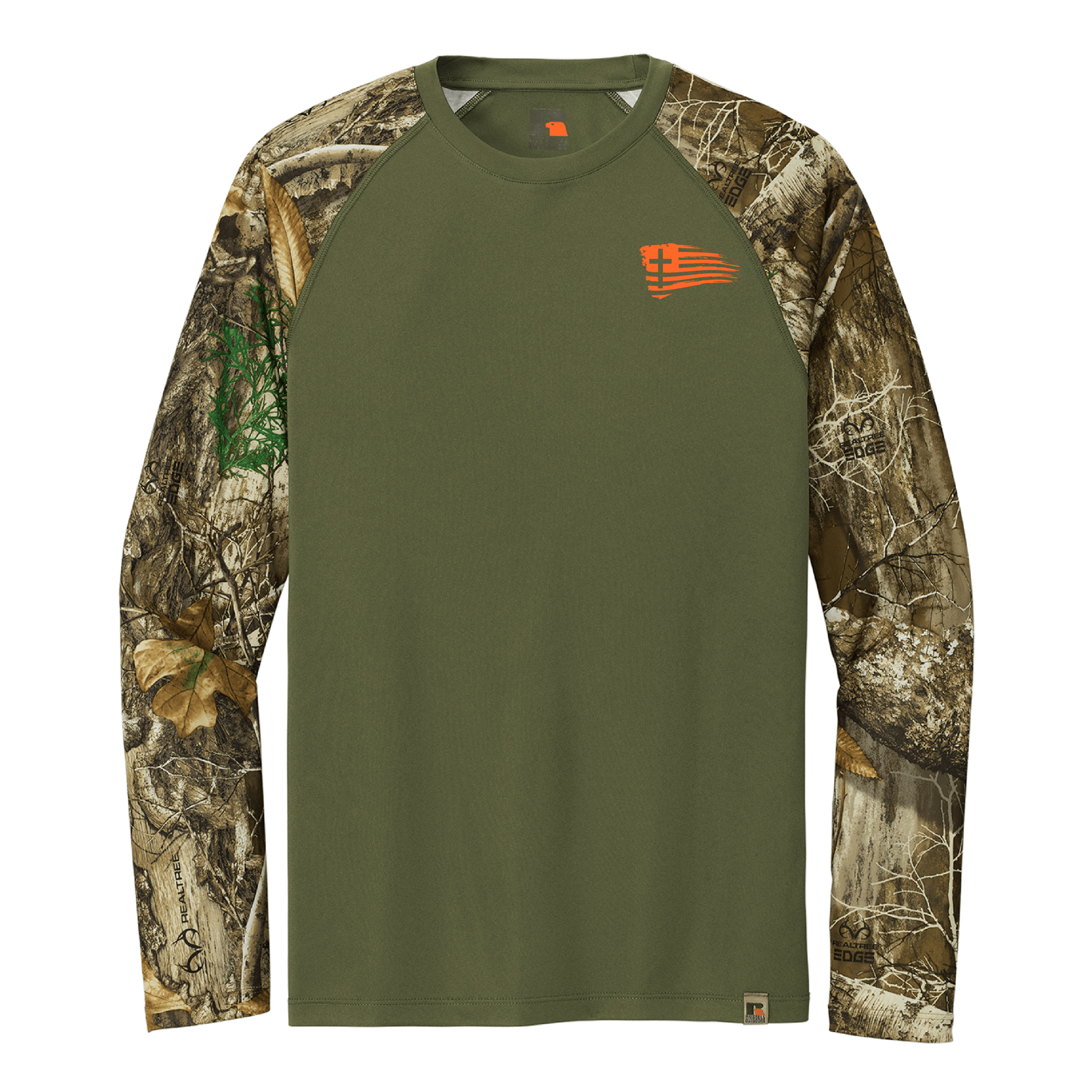 EDGE Printed Products Apparel S Tattered Flag Realtree® Camo Performance Long Sleeve T-Shirt