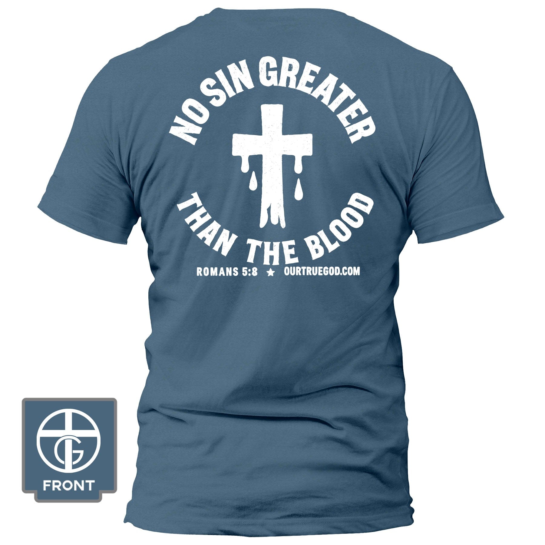 EDGE Printed Products Apparel T-Shirt / Indigo Blue / S No Sin Greater Than The Blood T-Shirt