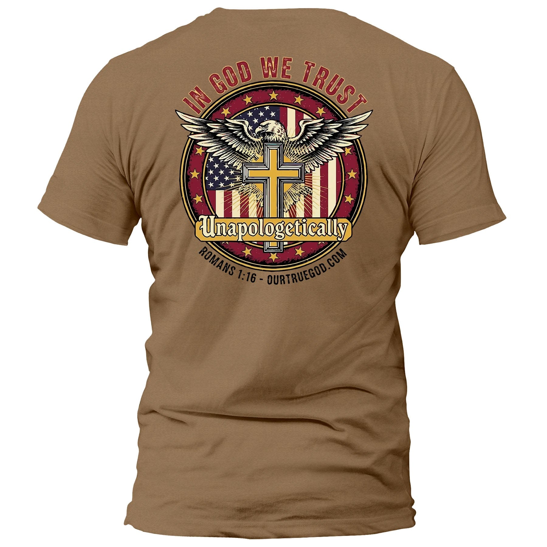 EDGE Printed Products Apparel T-Shirt / Woodland Brown / S In God We Trust, Unapologetically T-Shirt
