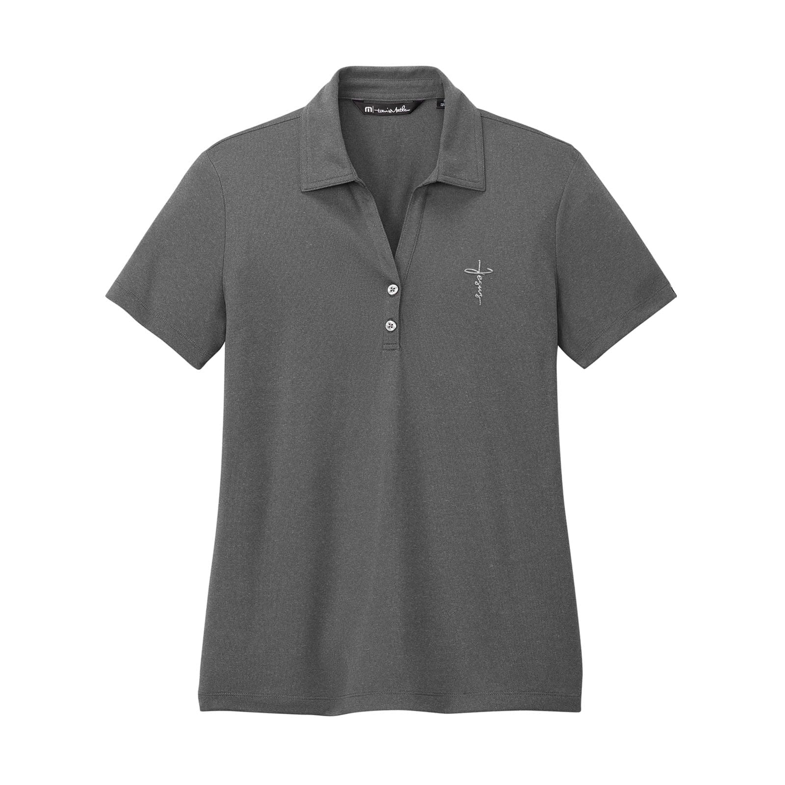 EDGE Printed Products Apparel TravisMathew Coto Performance Polo / Quiet Shade Grey Black / S Jesus Cross TravisMathew Women's Polo