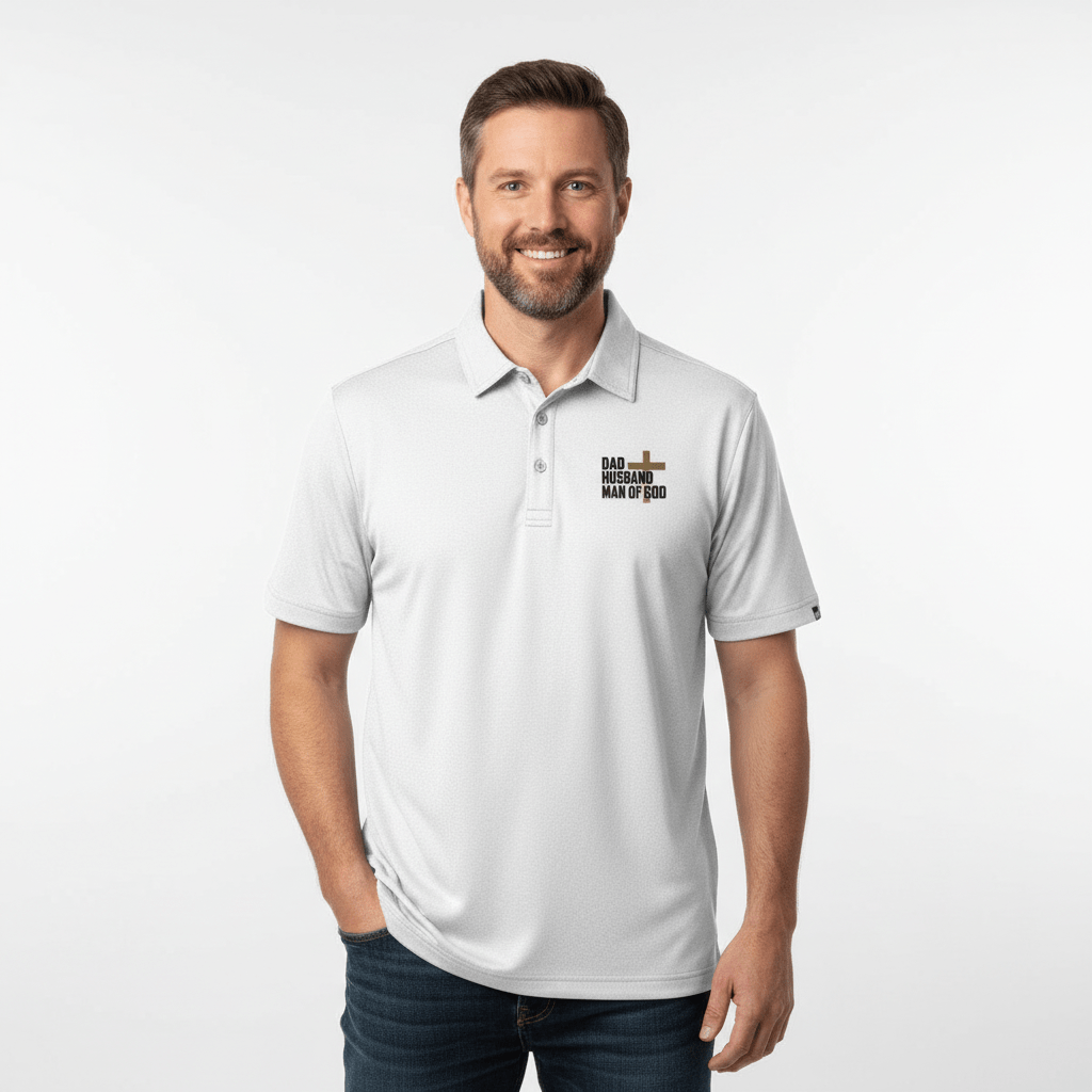 EDGE Printed Products Apparel TravisMathew Coto Performance Polo / White / S Dad, Husband, Man of God TravisMathew Polo