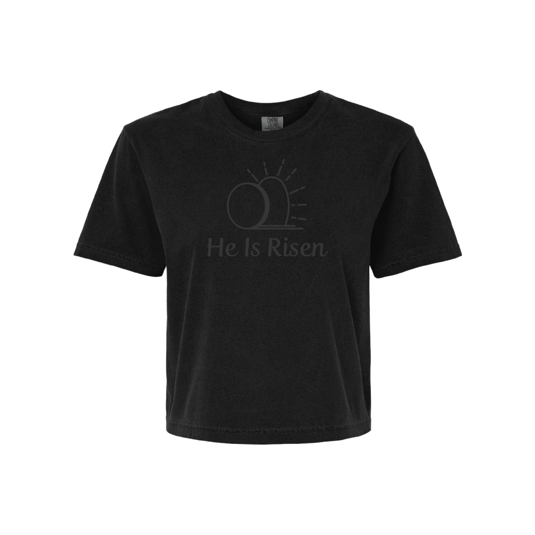 EDGE Printed Products Apparel Women’s Boxy Tee / Black / XS He Is Risen Women’s Boxy Tee