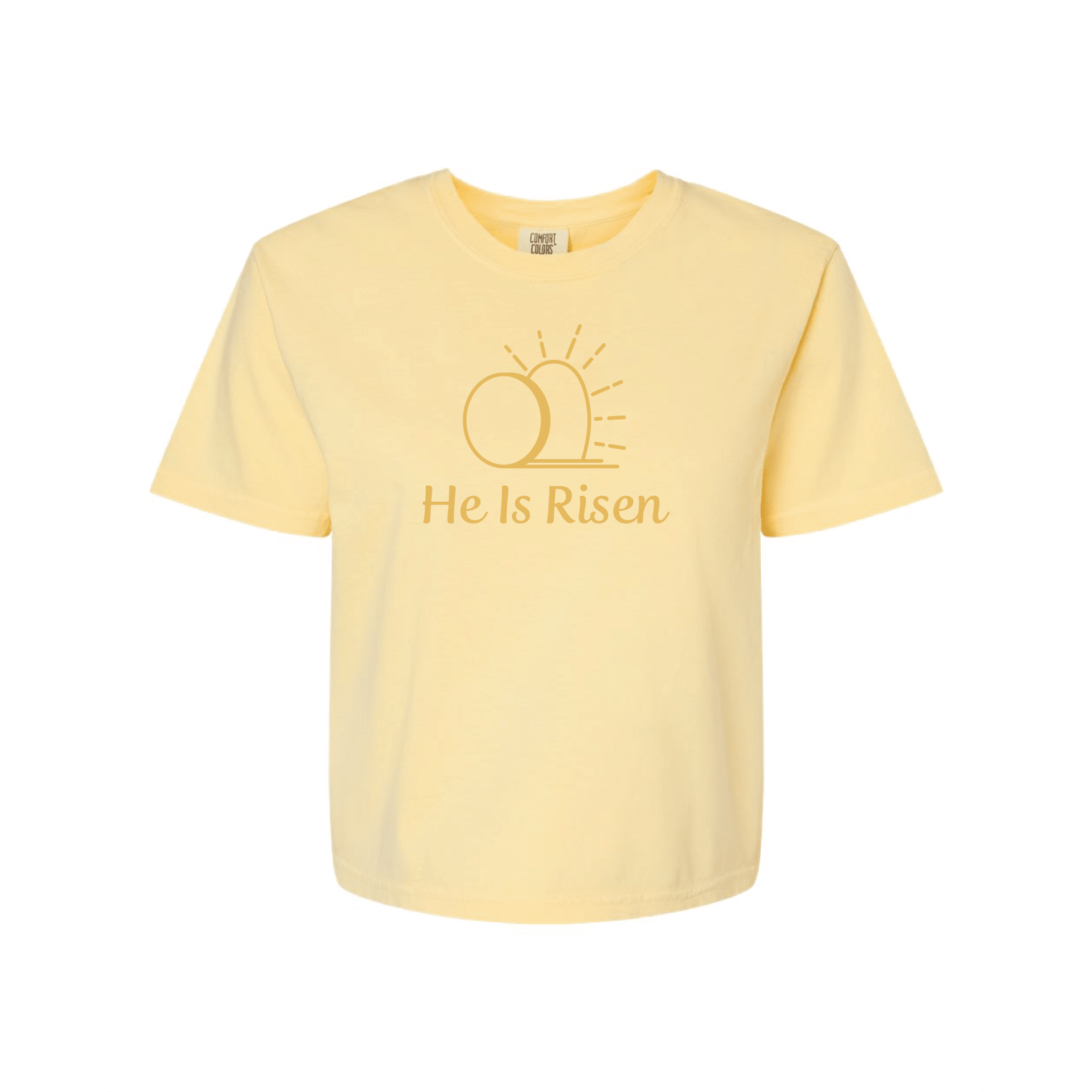 EDGE Printed Products Apparel Women’s Boxy Tee / Butter / XS He Is Risen Women’s Boxy Tee