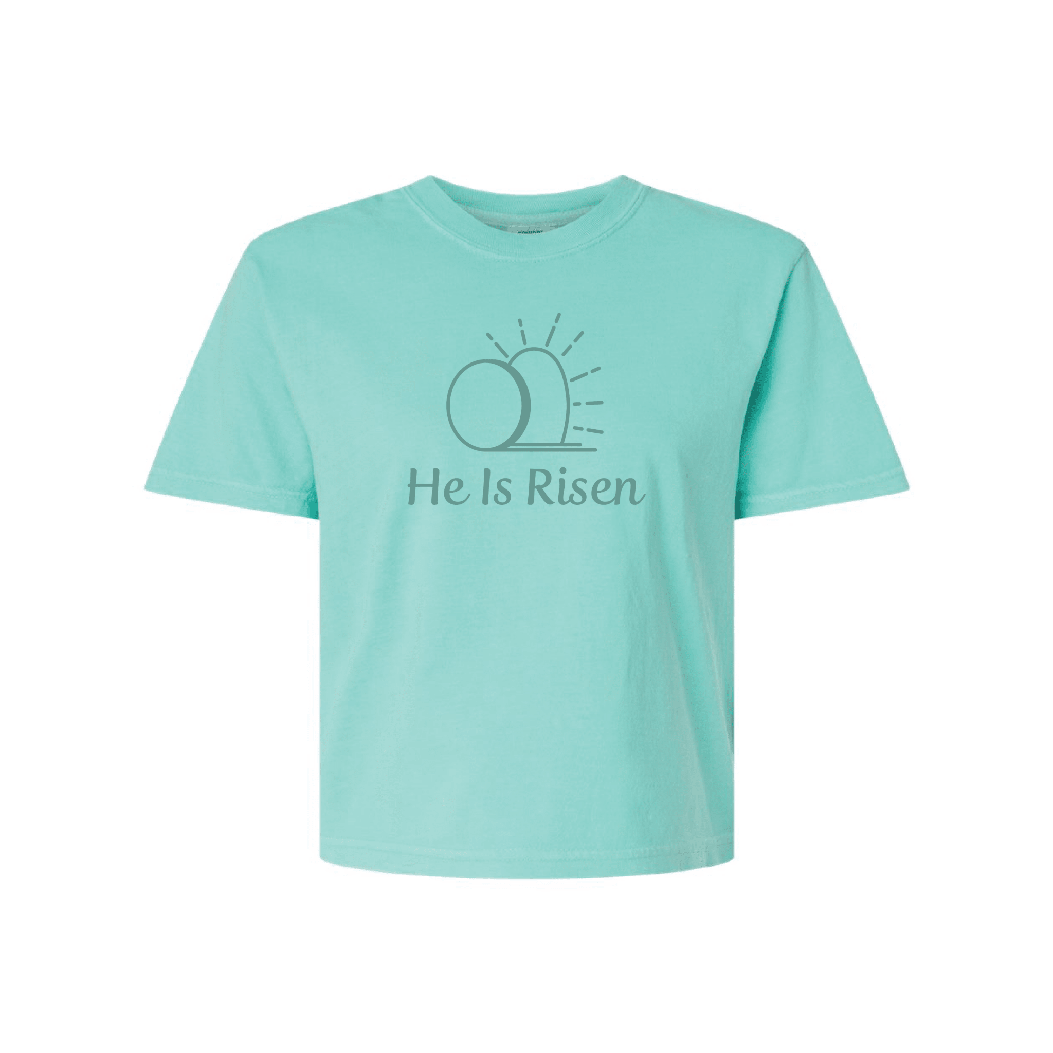 EDGE Printed Products Apparel Women’s Boxy Tee / Chalky Mint / XS He Is Risen Women’s Boxy Tee