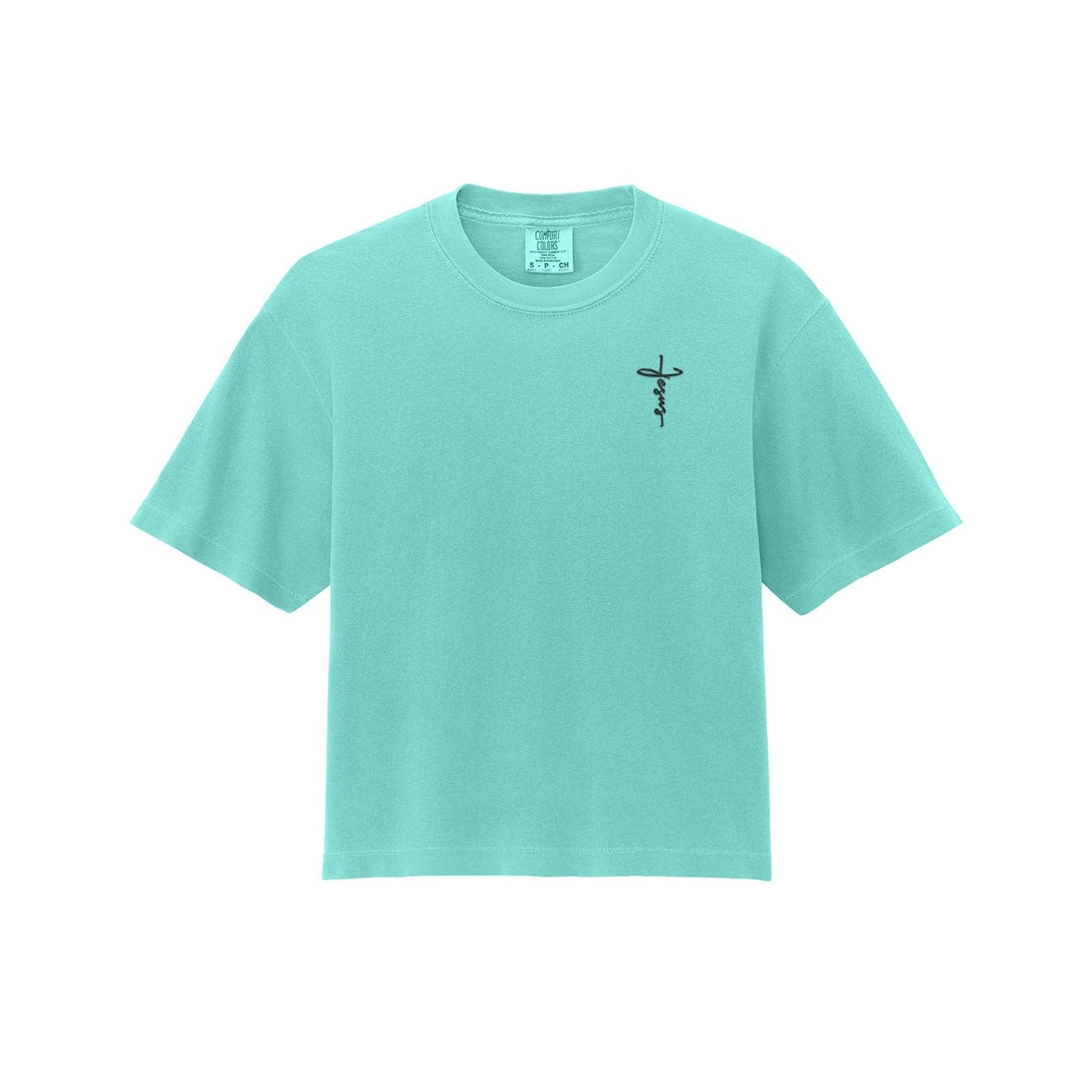 EDGE Printed Products Apparel Women’s Boxy Tee / Chalky Mint / XS Jesus Cross Women’s Boxy Tee