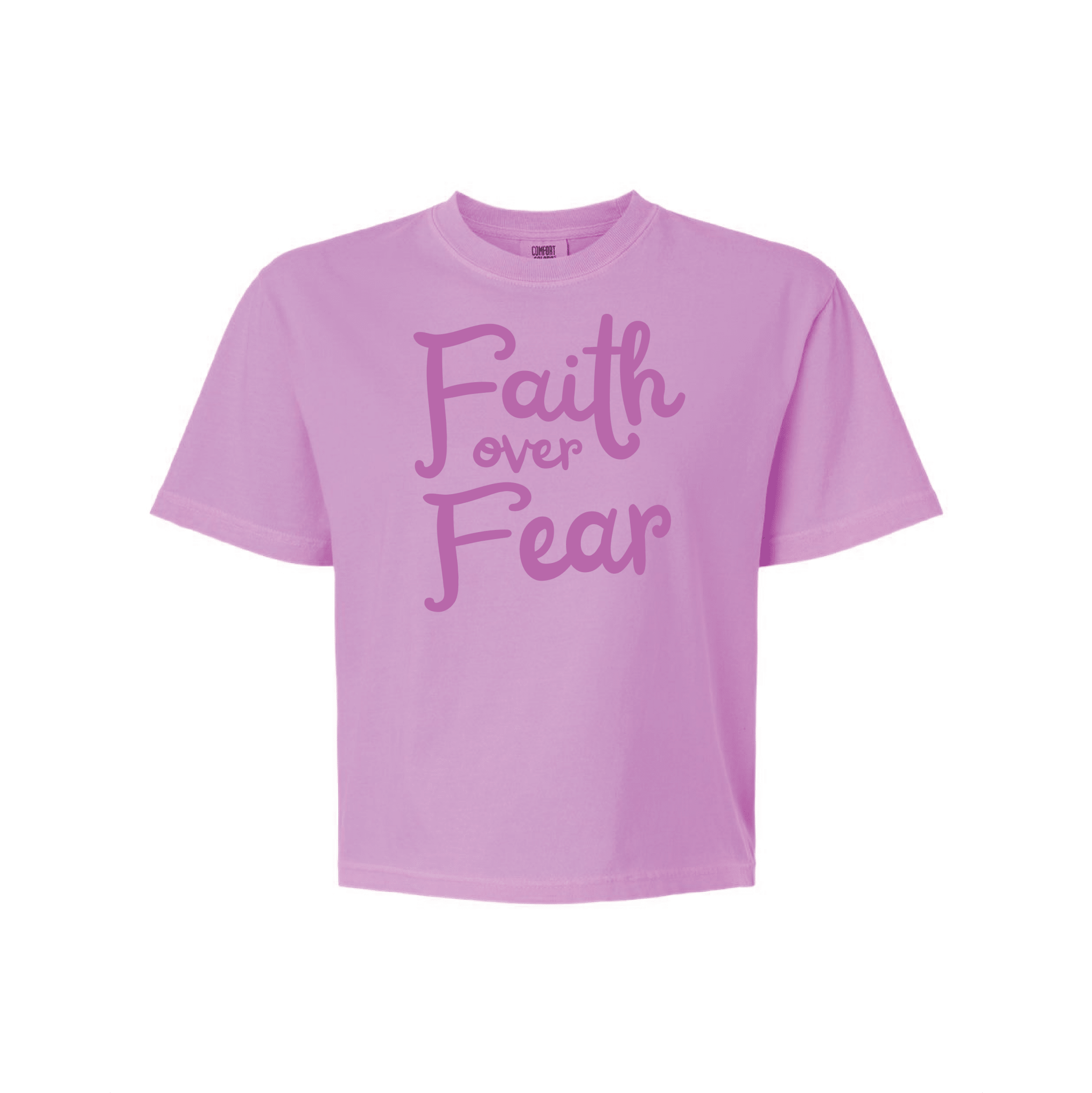 EDGE Printed Products Apparel Women’s Boxy Tee / Neon Violet / XS Faith Over Fear Women’s Boxy Tee