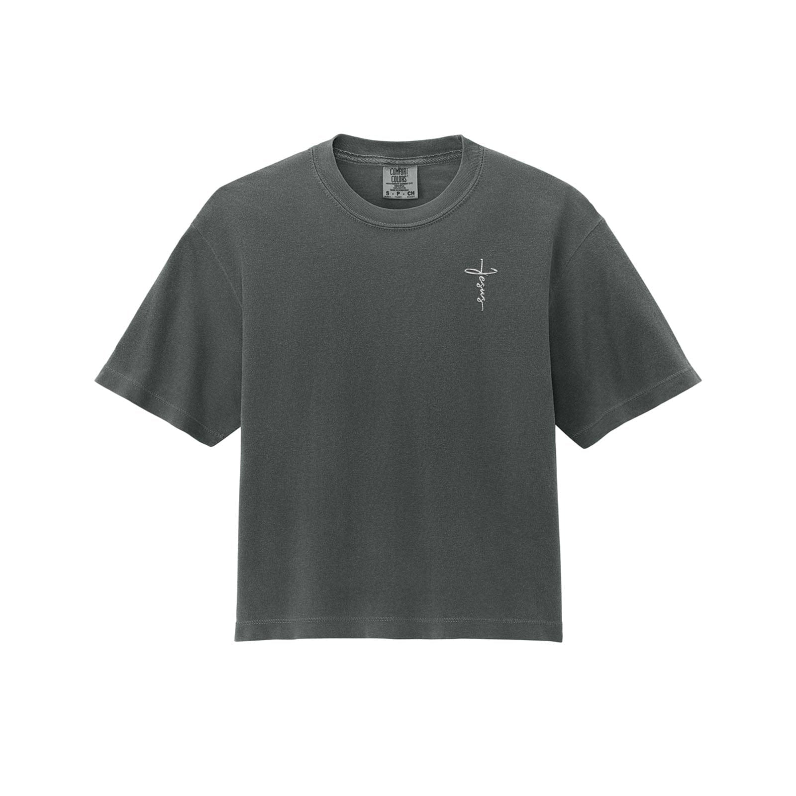 EDGE Printed Products Apparel Women’s Boxy Tee / Pepper / XS Jesus Cross Women’s Boxy Tee