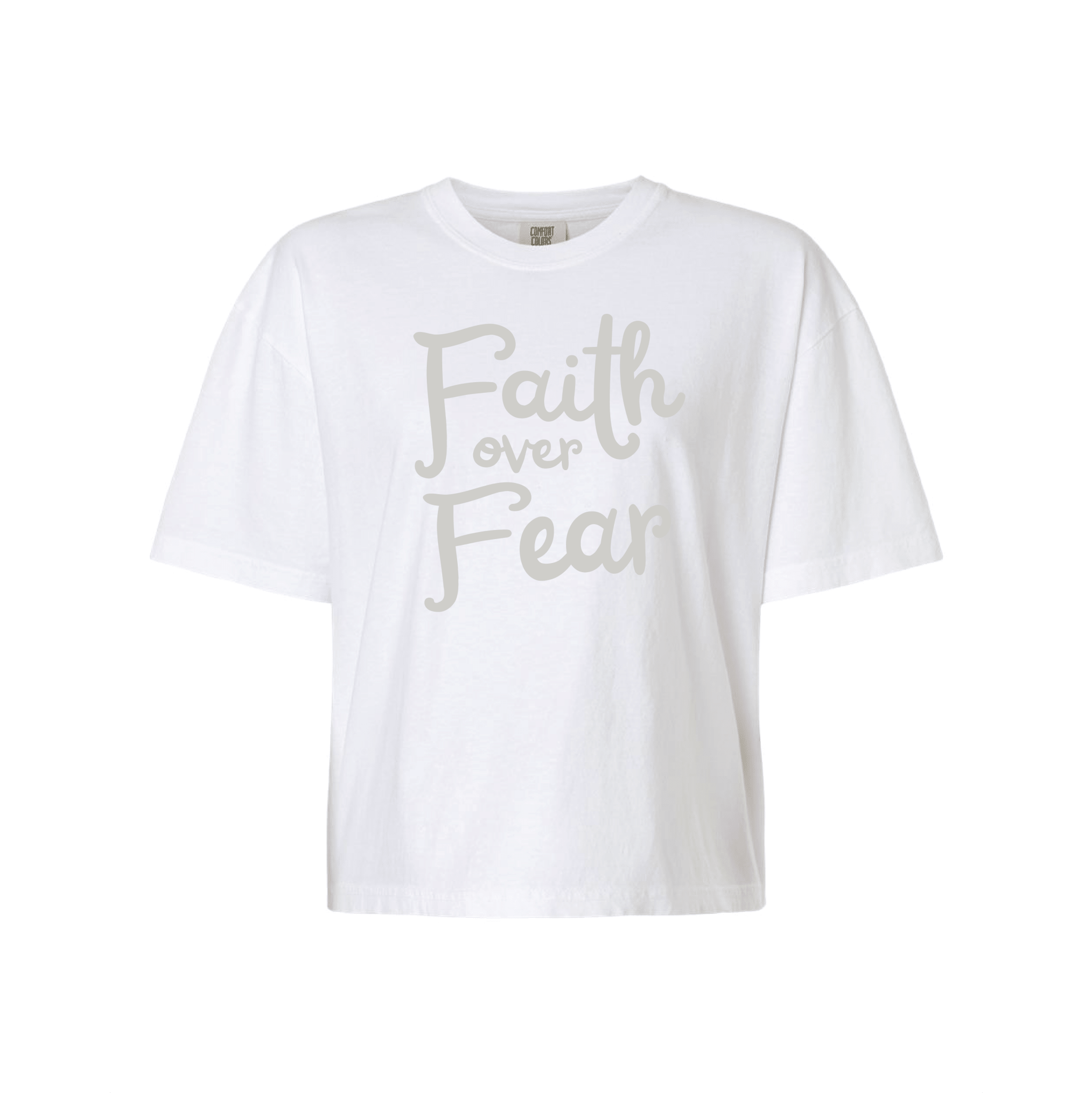 EDGE Printed Products Apparel Women’s Boxy Tee / White / XS Faith Over Fear Women’s Boxy Tee