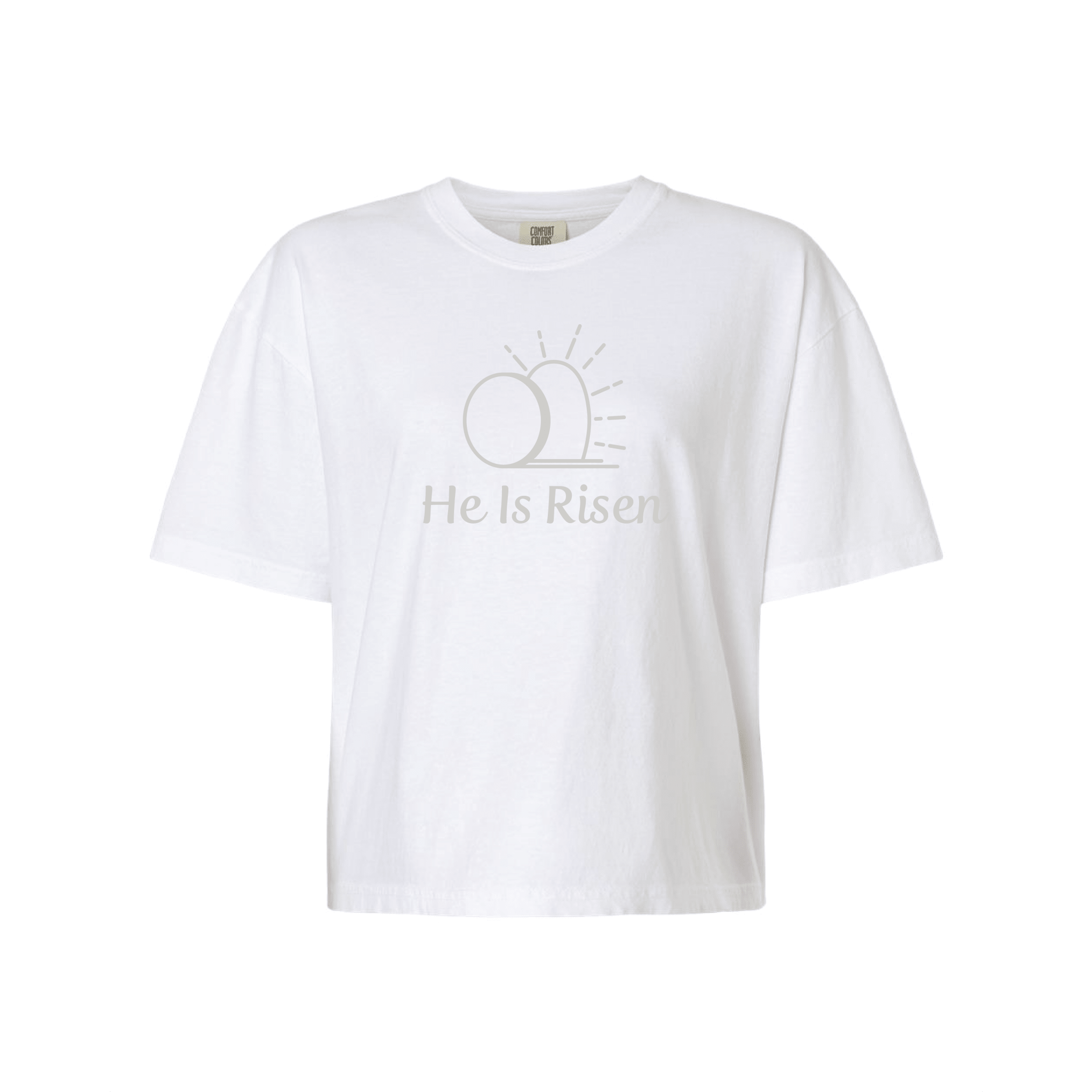 EDGE Printed Products Apparel Women’s Boxy Tee / White / XS He Is Risen Women’s Boxy Tee