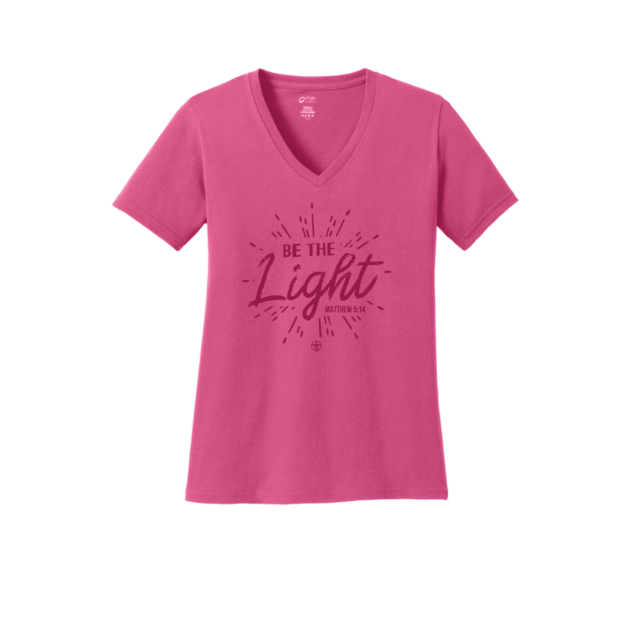 EDGE Printed Products Apparel Women's Core Cotton V-Neck Tee / Sangria / XS Be The Light Women's V-Neck Tee