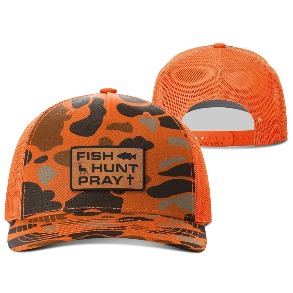 Fish Hunt Pray Hunting Patch Hats - Our True God
