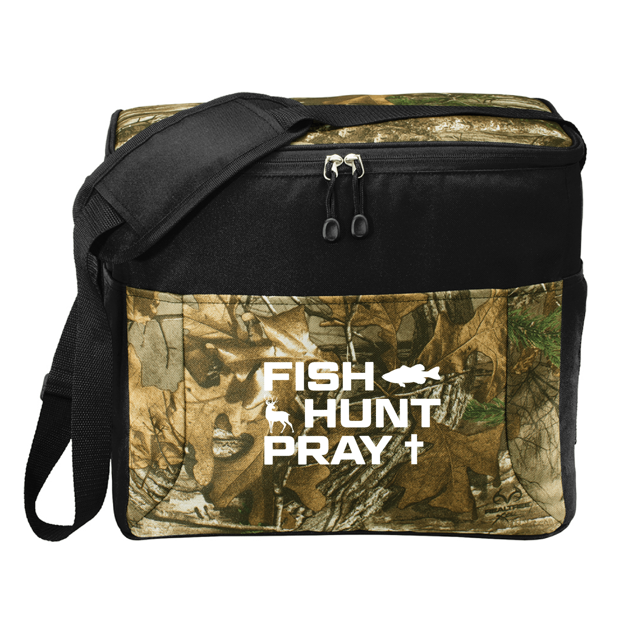 Fish, Hunt, Pray Realtree® Camo 24 Can Cooler - Our True God