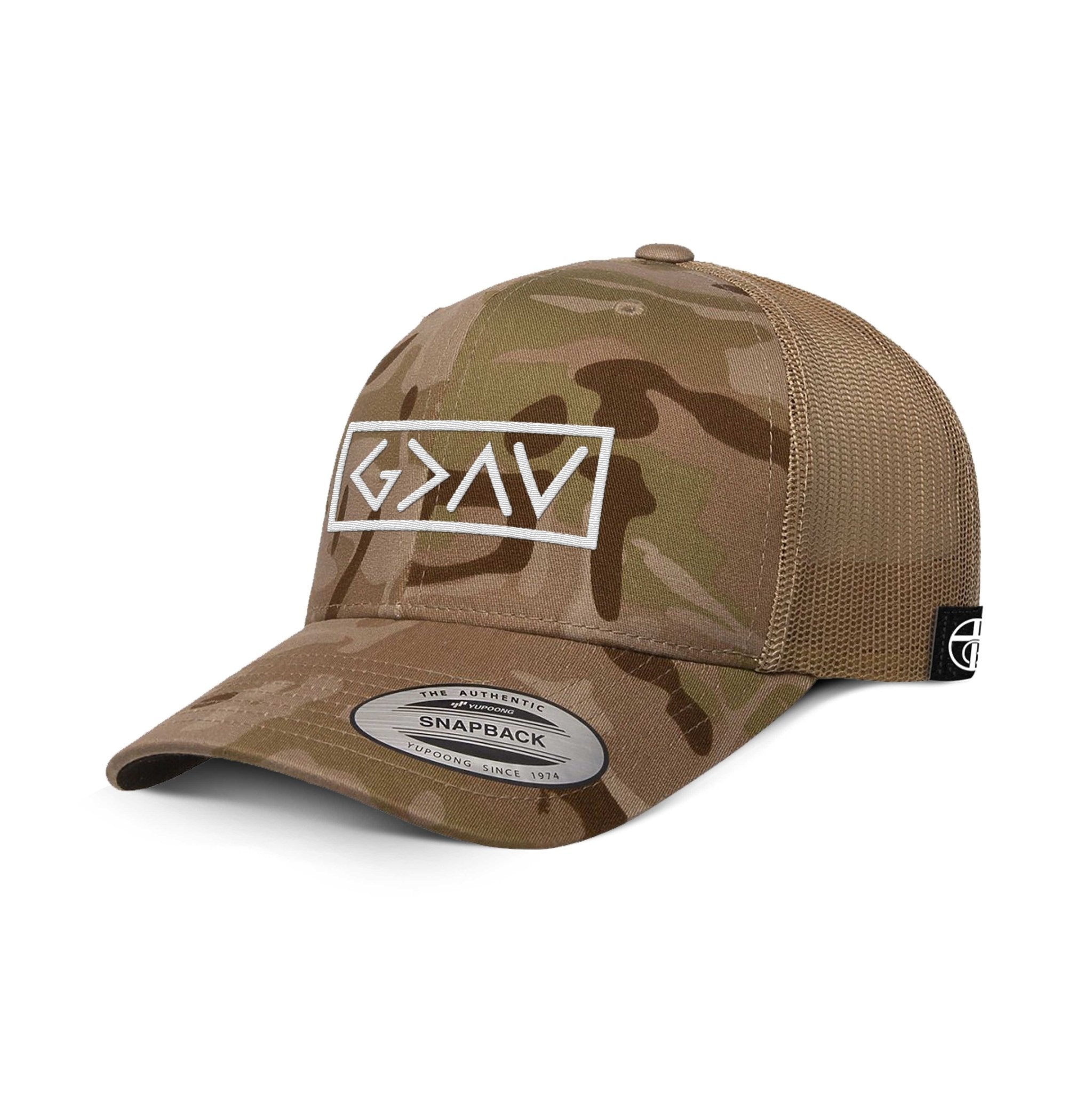 God is Greater Than the Highs and Lows Camo Hats - Our True God