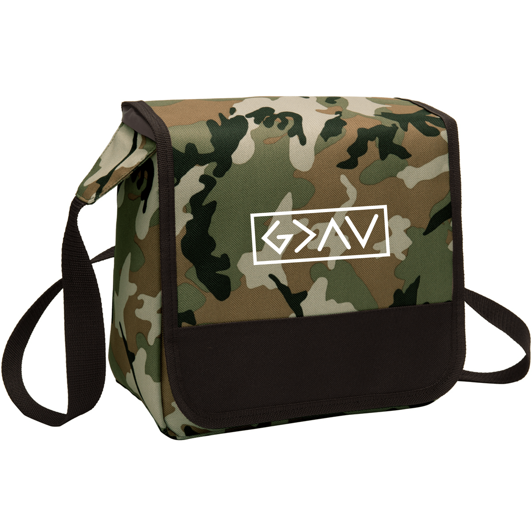 God is Greater Than the Highs and Lows Camo Lunch Cooler - Our True God