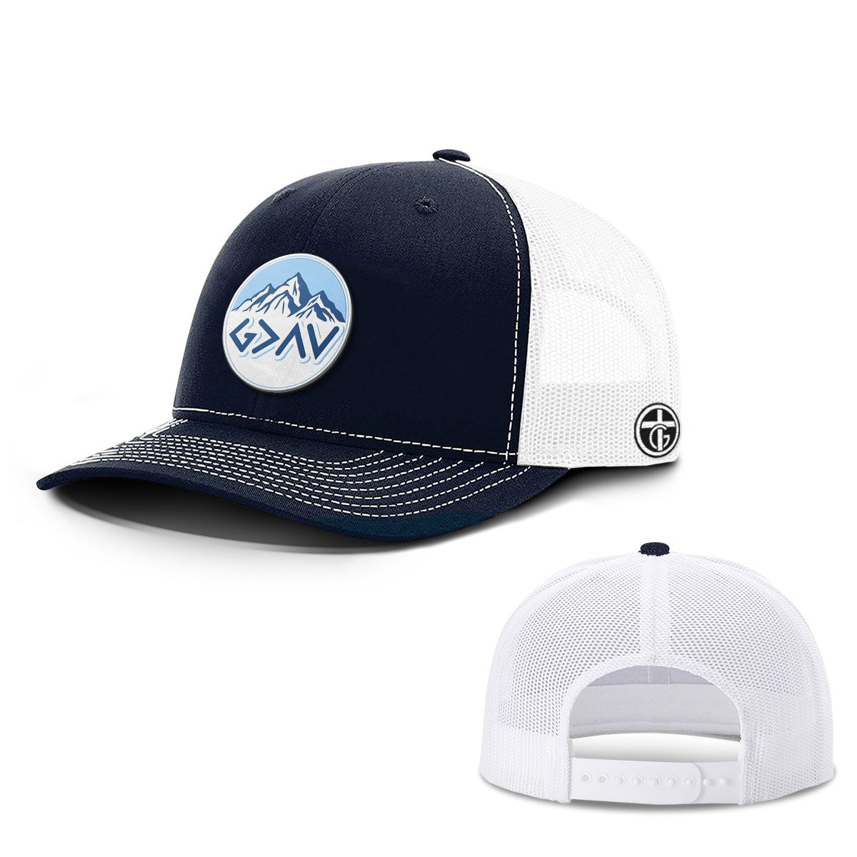 God Is Greater Than The Highs And Lows Mountain Circle Patch Hats - Our True God